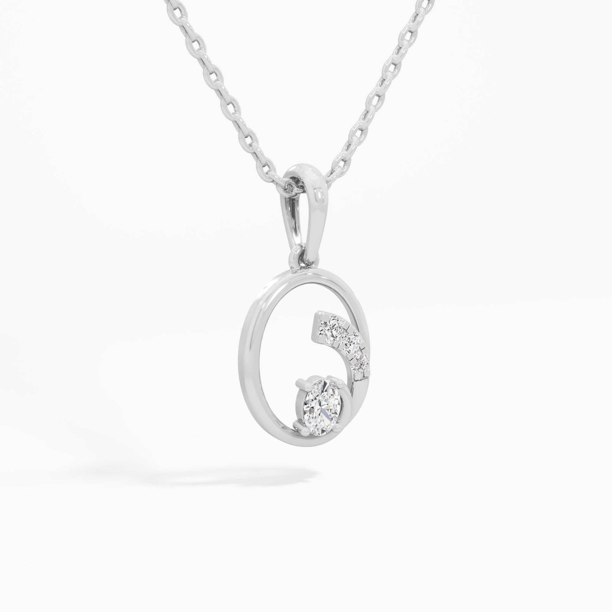 Graceful Arc Charms Pendants | Standalone Pendant in 9KT White Gold (Diamond Quality: FG-VVS VS)
