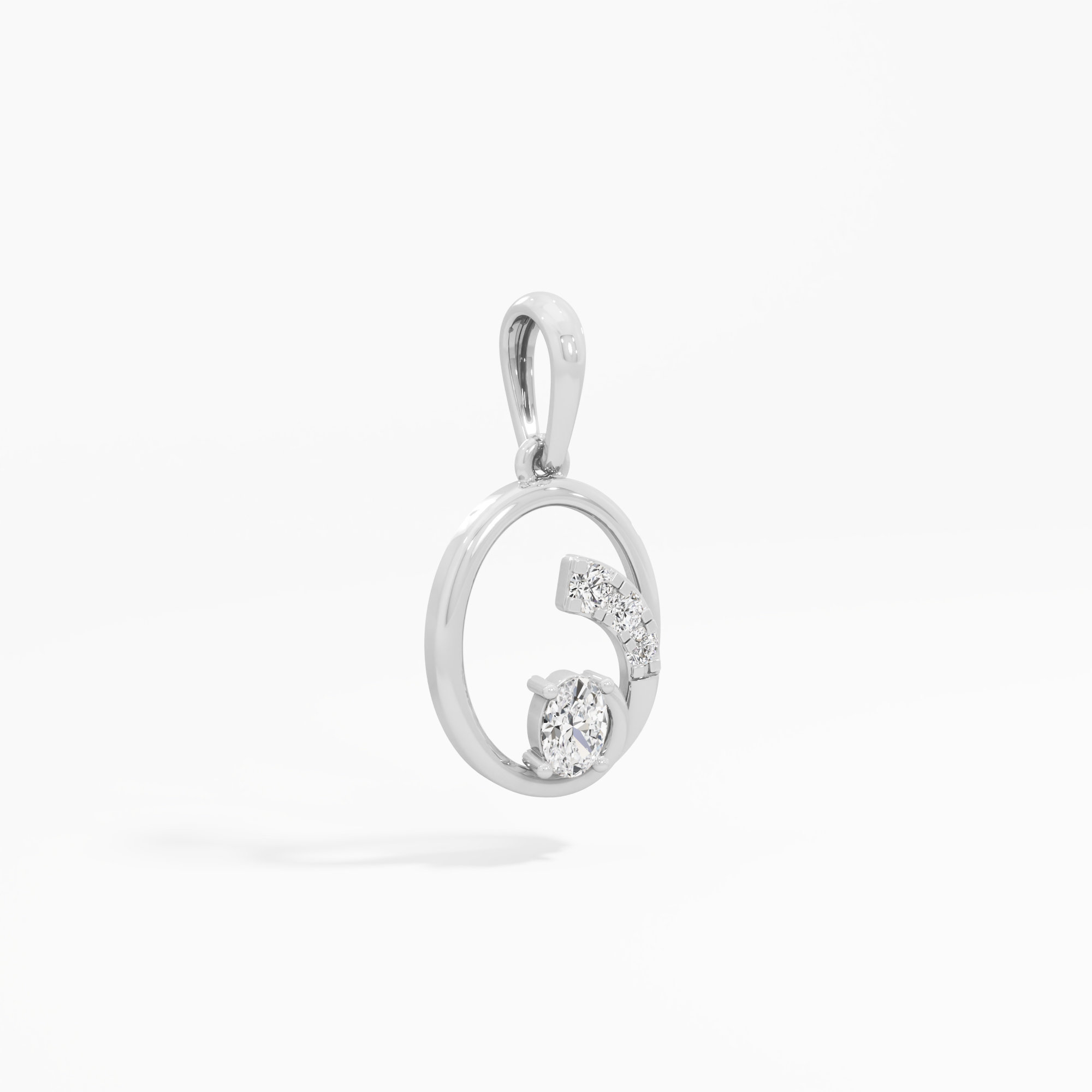 Graceful Arc Charms Pendants | Standalone Pendant in 9KT White Gold (Diamond Quality: FG-VVS VS)