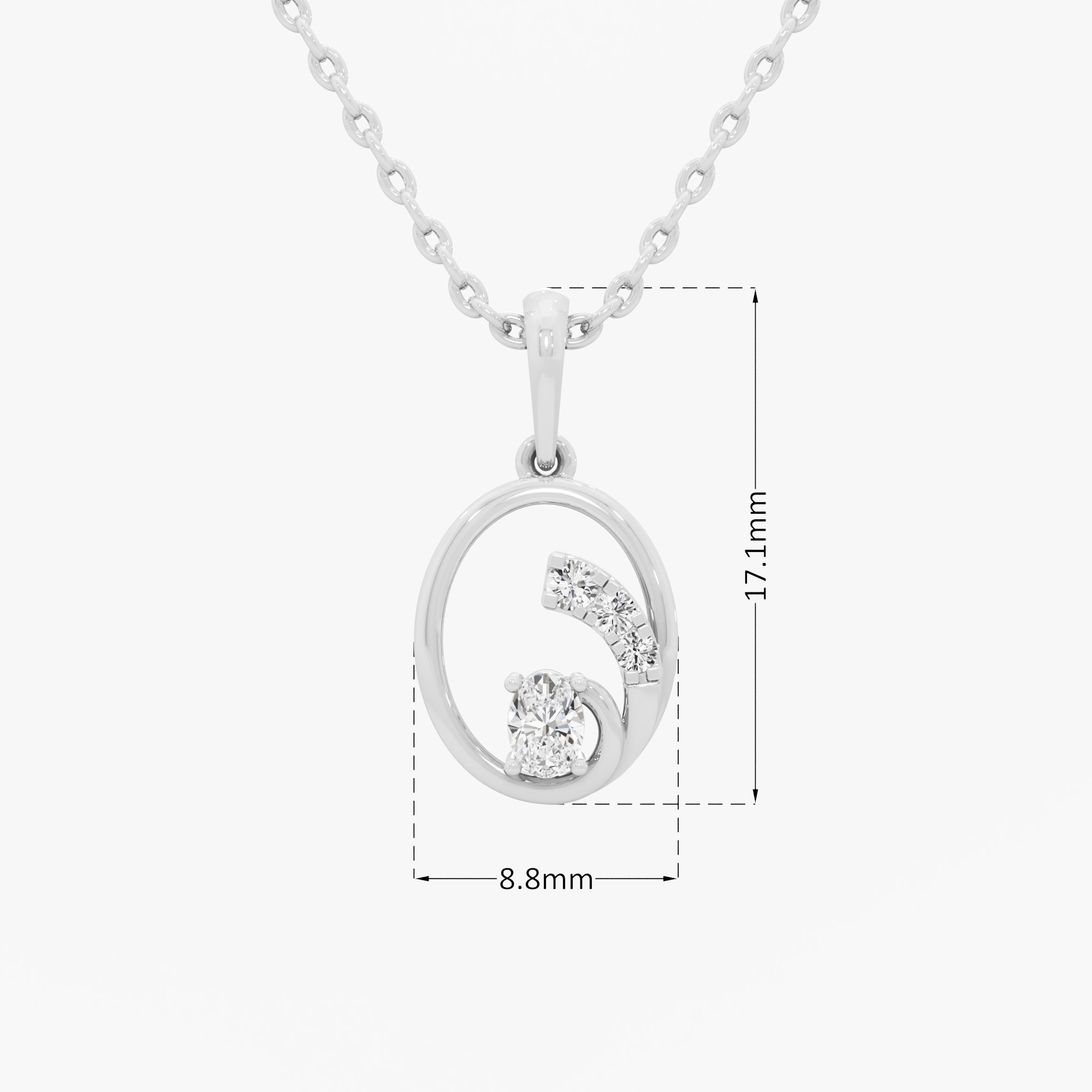 Graceful Arc Charms Pendants | Standalone Pendant in 9KT White Gold (Diamond Quality: FG-VVS VS)