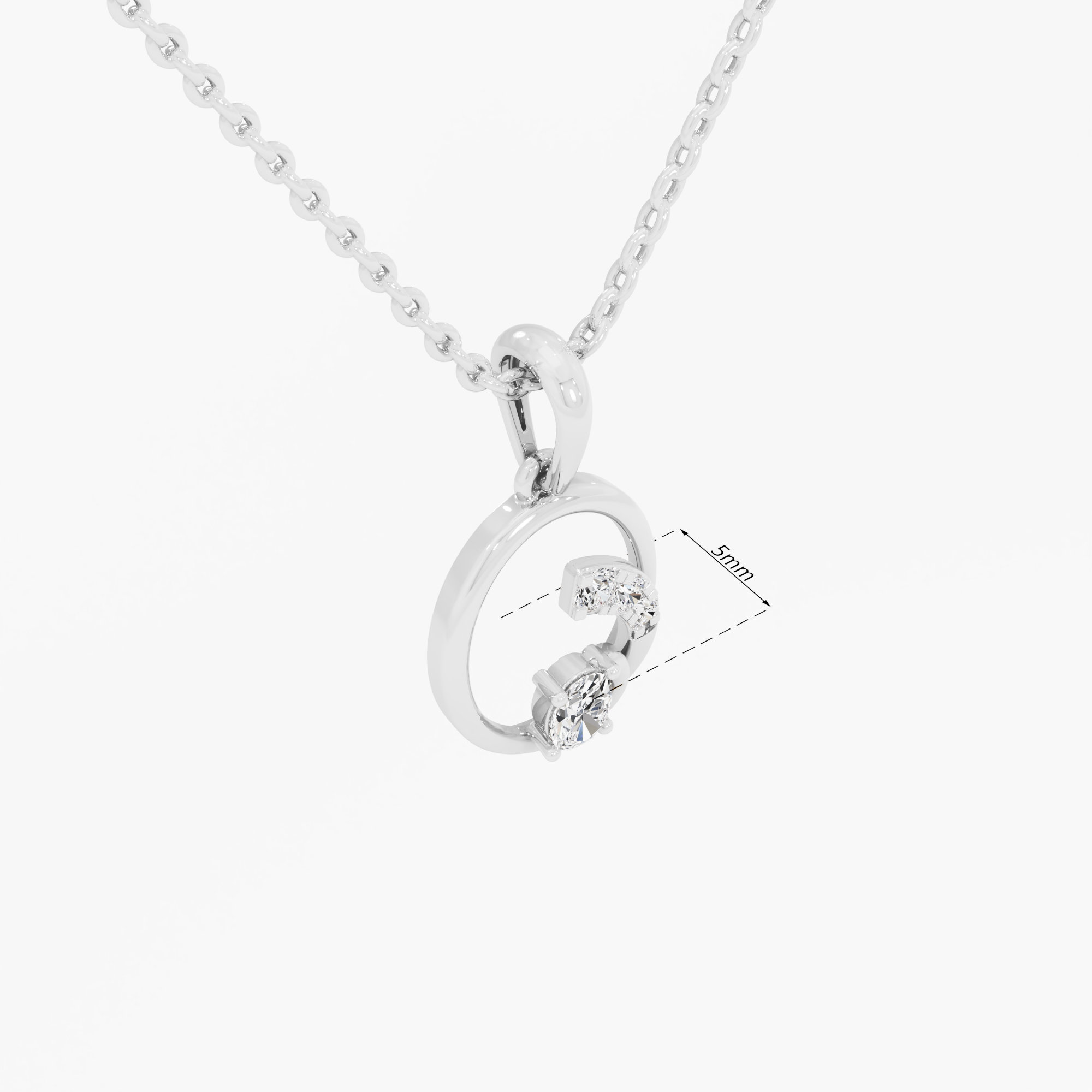 Graceful Arc Charms Pendants | Standalone Pendant in 9KT White Gold (Diamond Quality: FG-VVS VS)