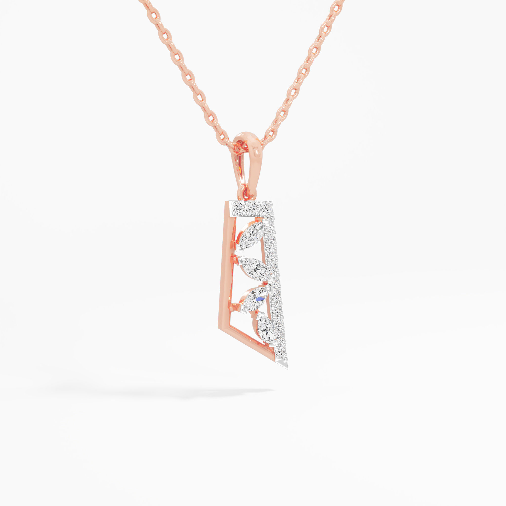 Tapered Radiance Charms Pendants | Pendant Only (Chain Sold Separately) in 9KT Rose Gold (Diamond Quality: FG-VVS VS)