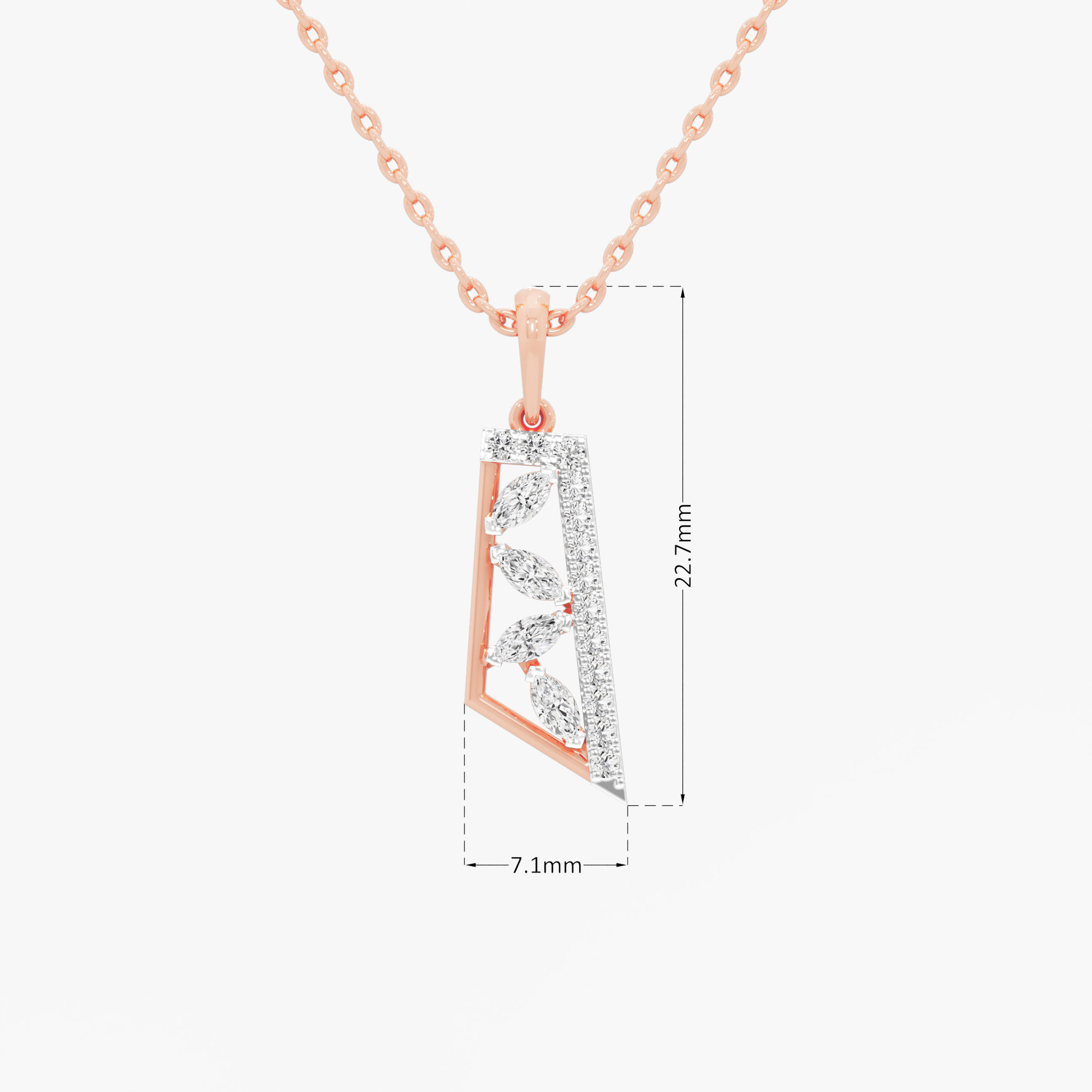 Tapered Radiance Charms Pendants | Pendant Only (Chain Sold Separately) in 9KT Rose Gold (Diamond Quality: FG-VVS VS)