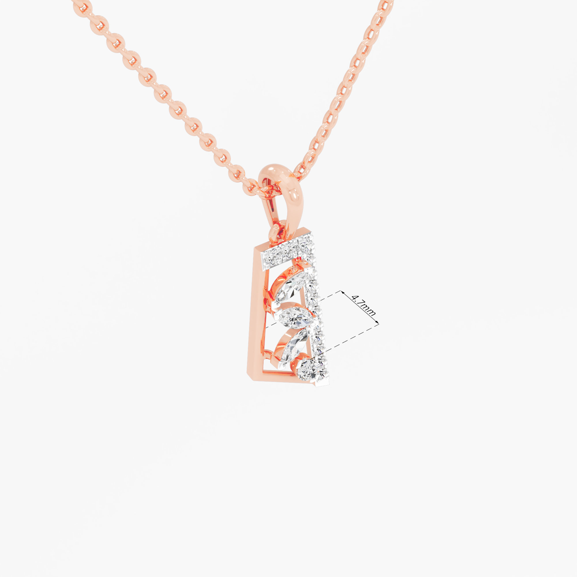 Tapered Radiance Charms Pendants | Pendant Only (Chain Sold Separately) in 9KT Rose Gold (Diamond Quality: FG-VVS VS)
