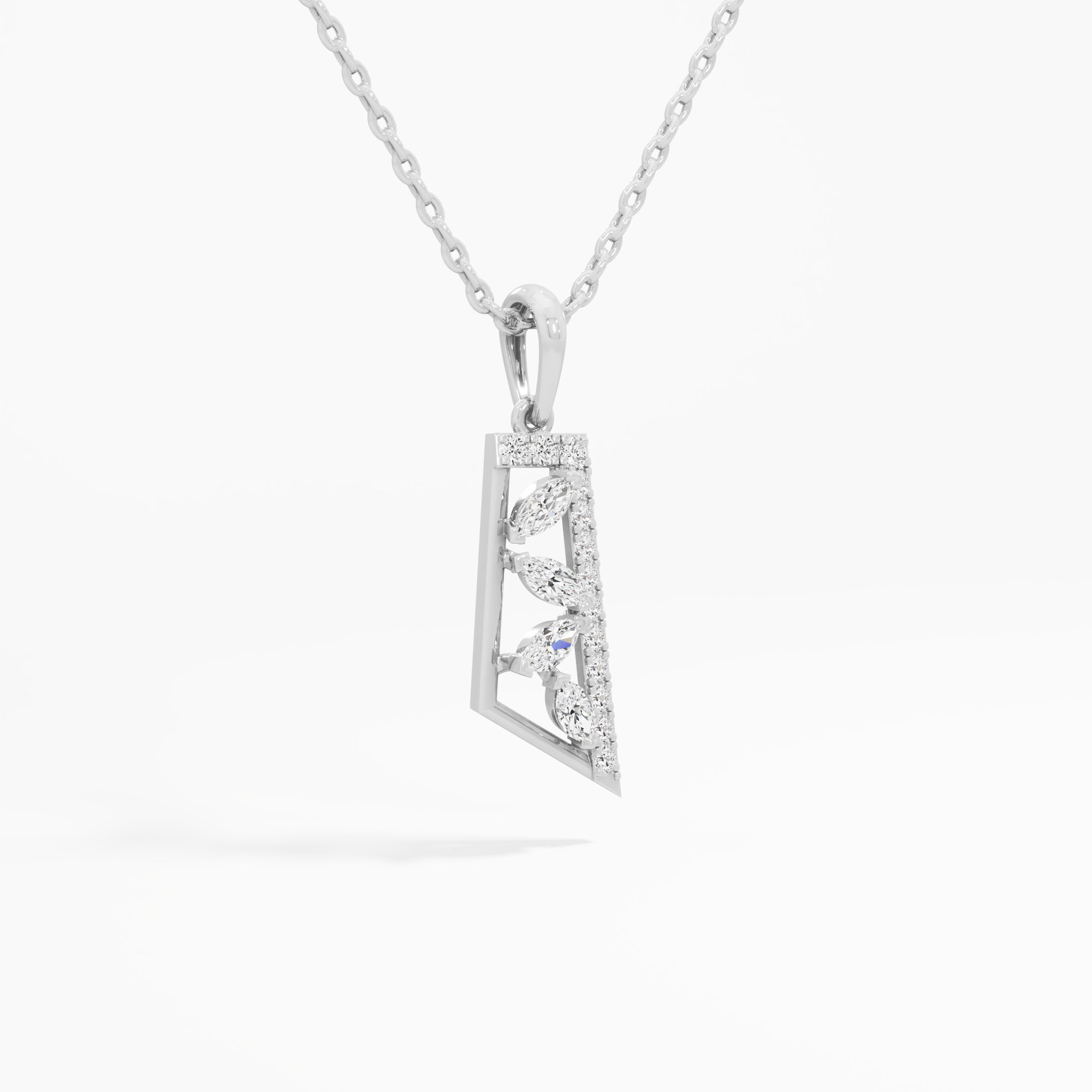 Tapered Radiance Charms Pendants | Individual Pendant in 9KT White Gold (Diamond Quality: FG-VVS VS)