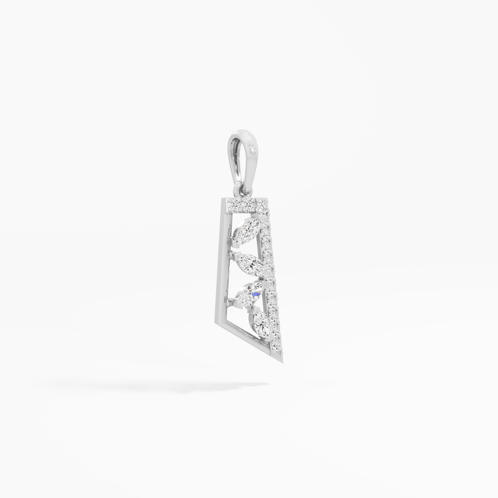 Tapered Radiance Charms Pendants | Individual Pendant in 9KT White Gold (Diamond Quality: FG-VVS VS)