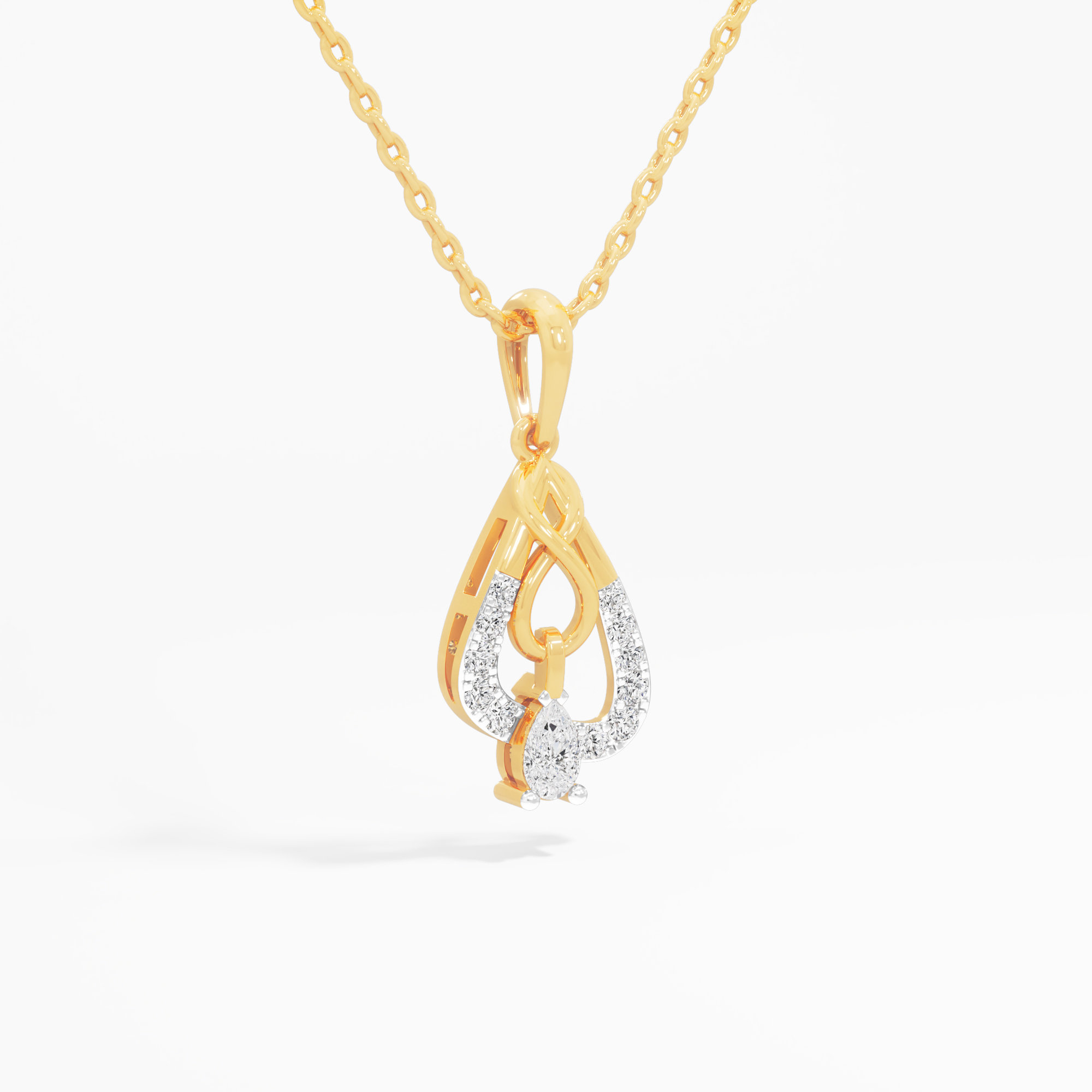 Infinity Drop Diamond Pendant | Chain Available Separately in 9KT Yellow Gold (Diamond Quality: FG-VVS VS)