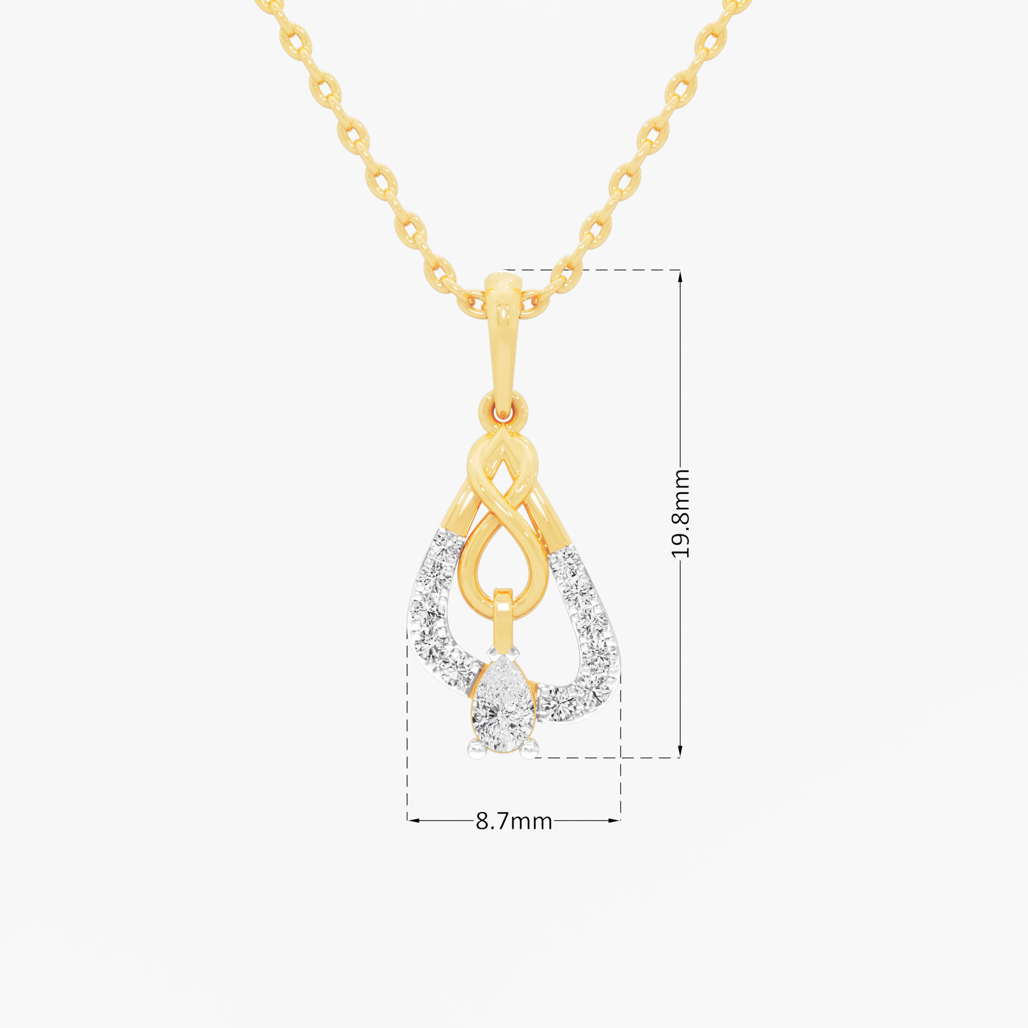 Infinity Drop Diamond Pendant | Chain Available Separately in 9KT Yellow Gold (Diamond Quality: FG-VVS VS)