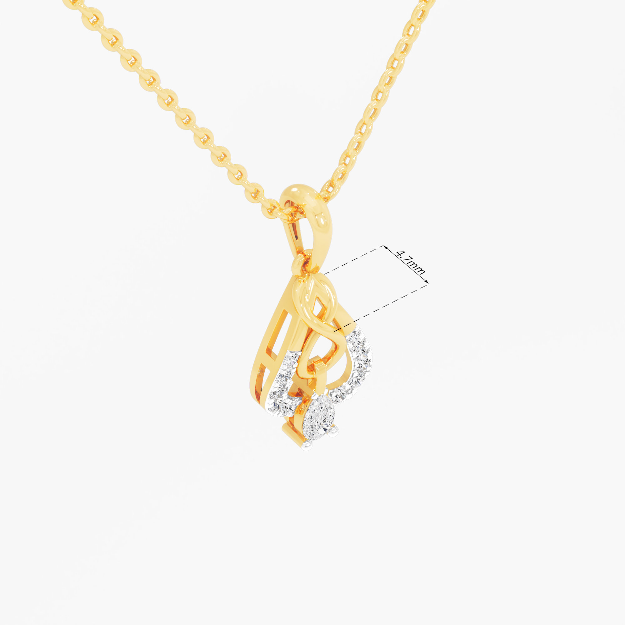 Infinity Drop Diamond Pendant | Chain Available Separately in 9KT Yellow Gold (Diamond Quality: FG-VVS VS)