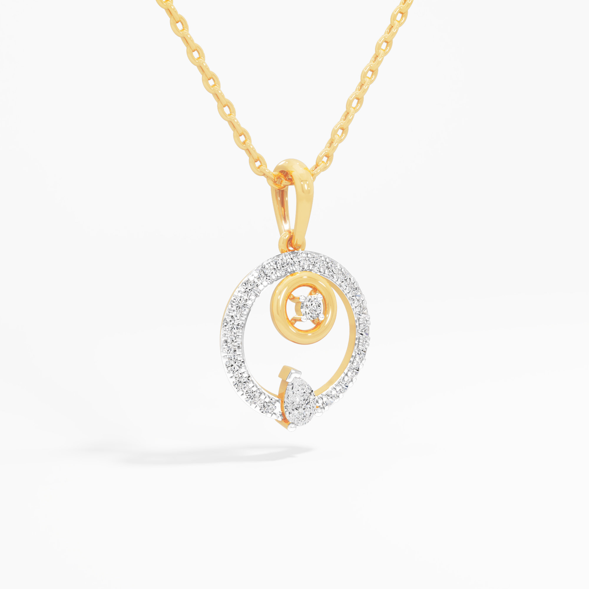 Dewdrop Halo Halos Pendants | Individual Pendant in 9KT Yellow Gold (Diamond Quality: FG-VVS VS)