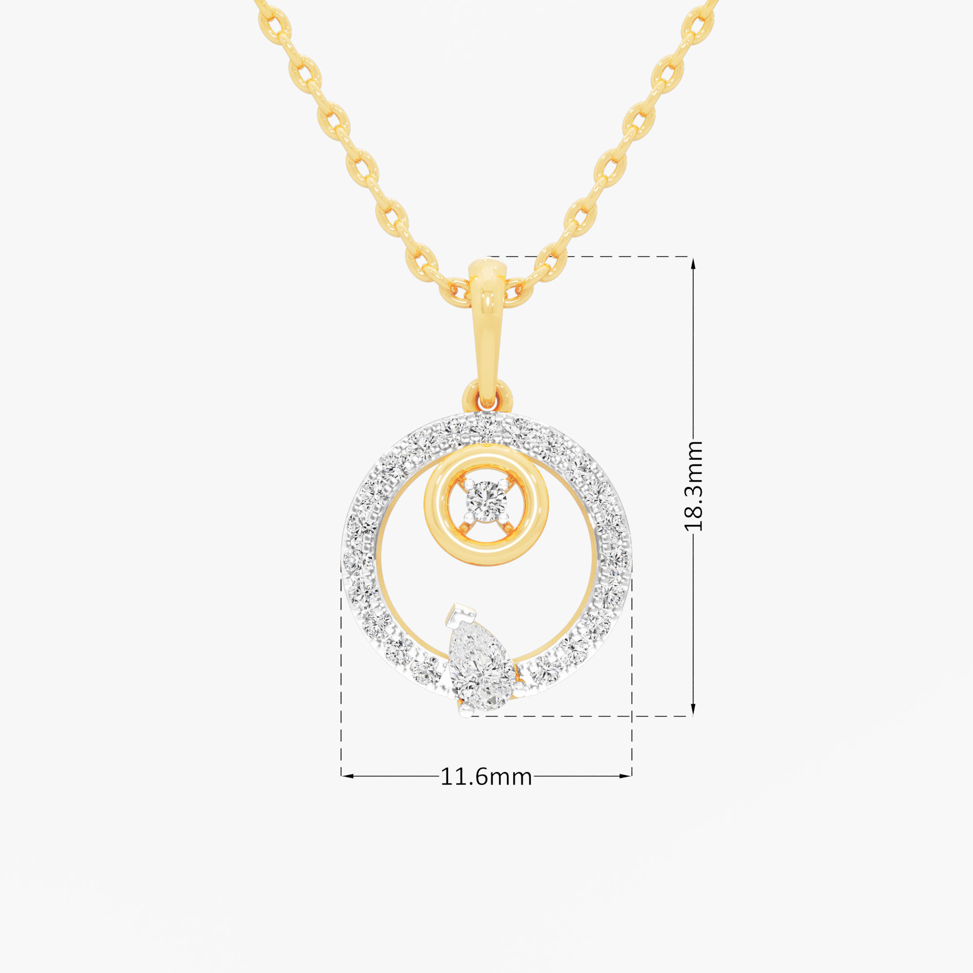 Dewdrop Halo Halos Pendants | Individual Pendant in 9KT Yellow Gold (Diamond Quality: FG-VVS VS)