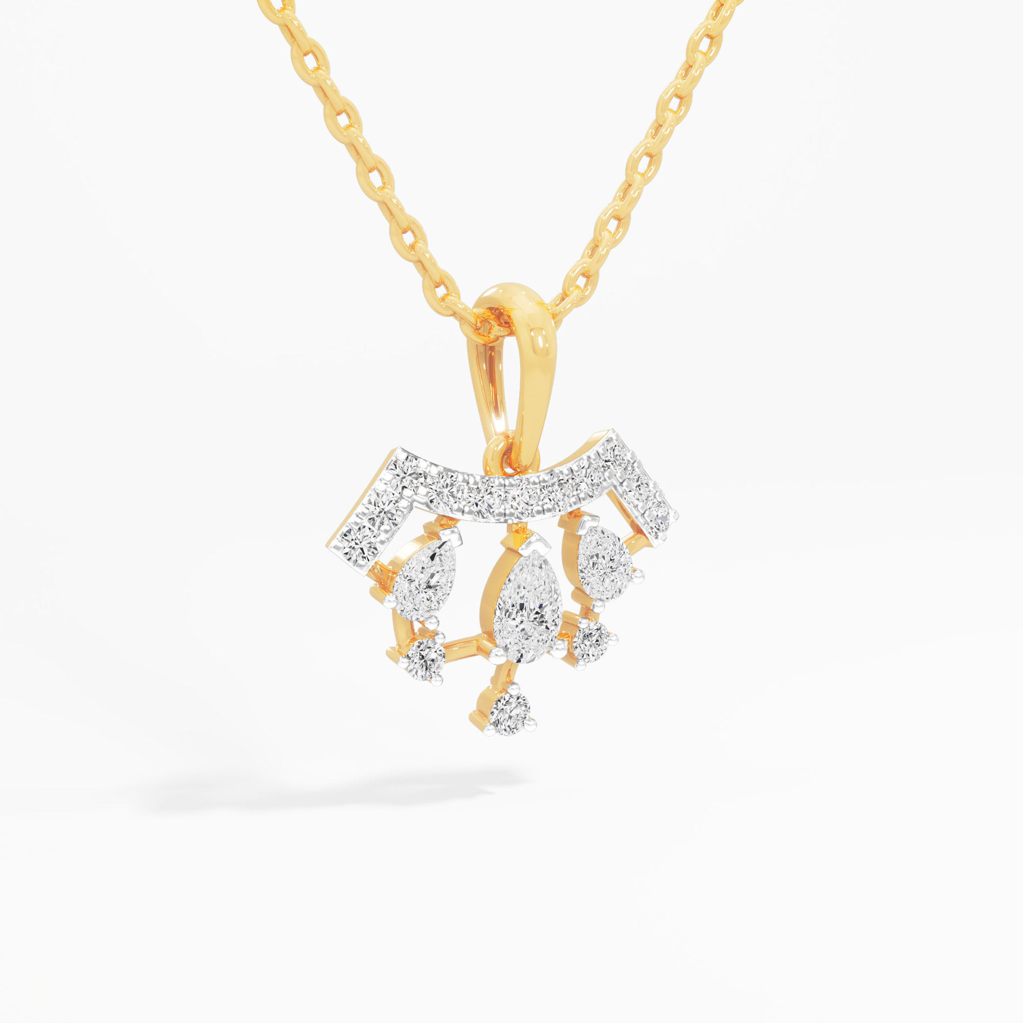 Celestial Cascade Diamond Pendant | Standalone Pendant in 9KT Yellow Gold (Diamond Quality: FG-VVS VS)