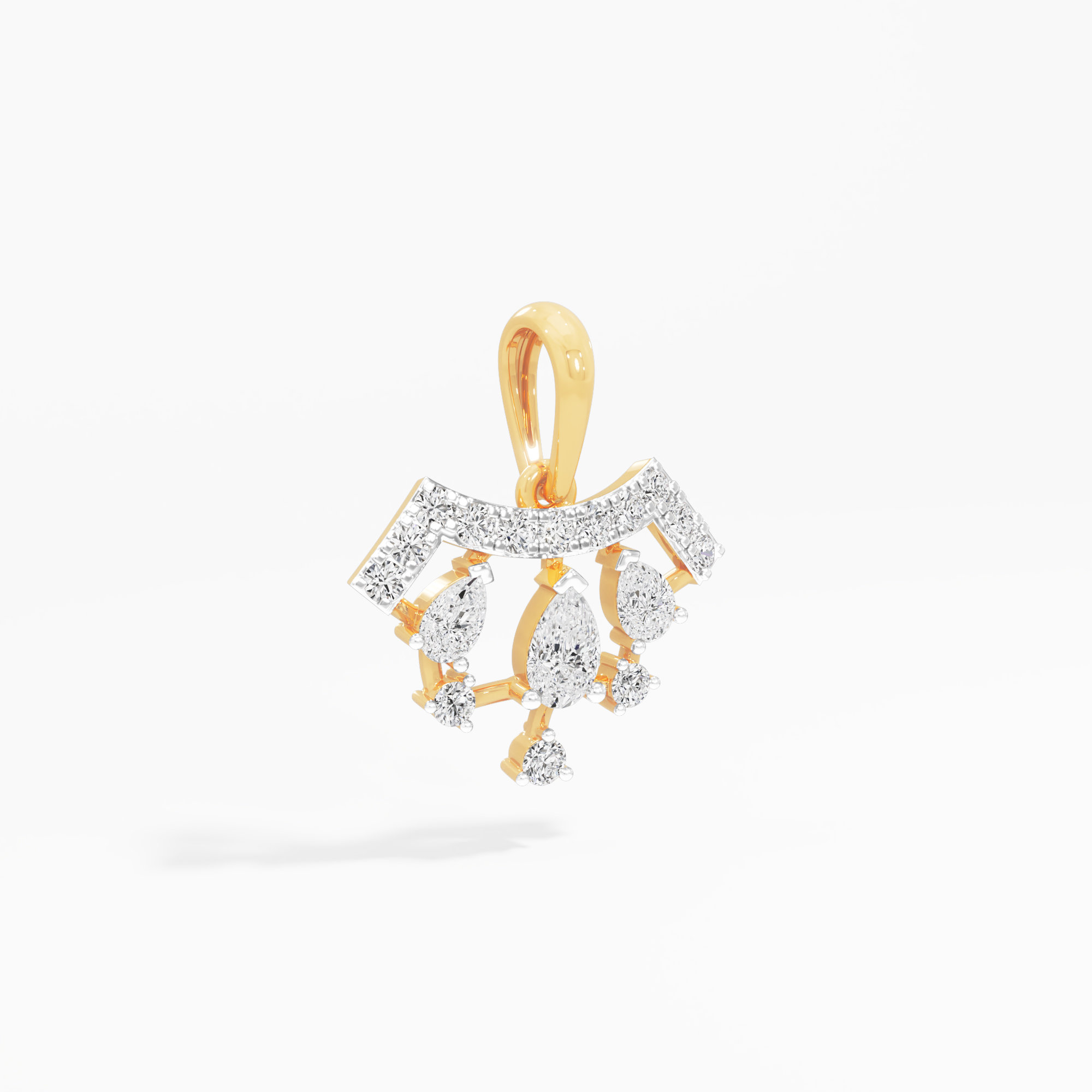 Celestial Cascade Diamond Pendant | Standalone Pendant in 9KT Yellow Gold (Diamond Quality: FG-VVS VS)