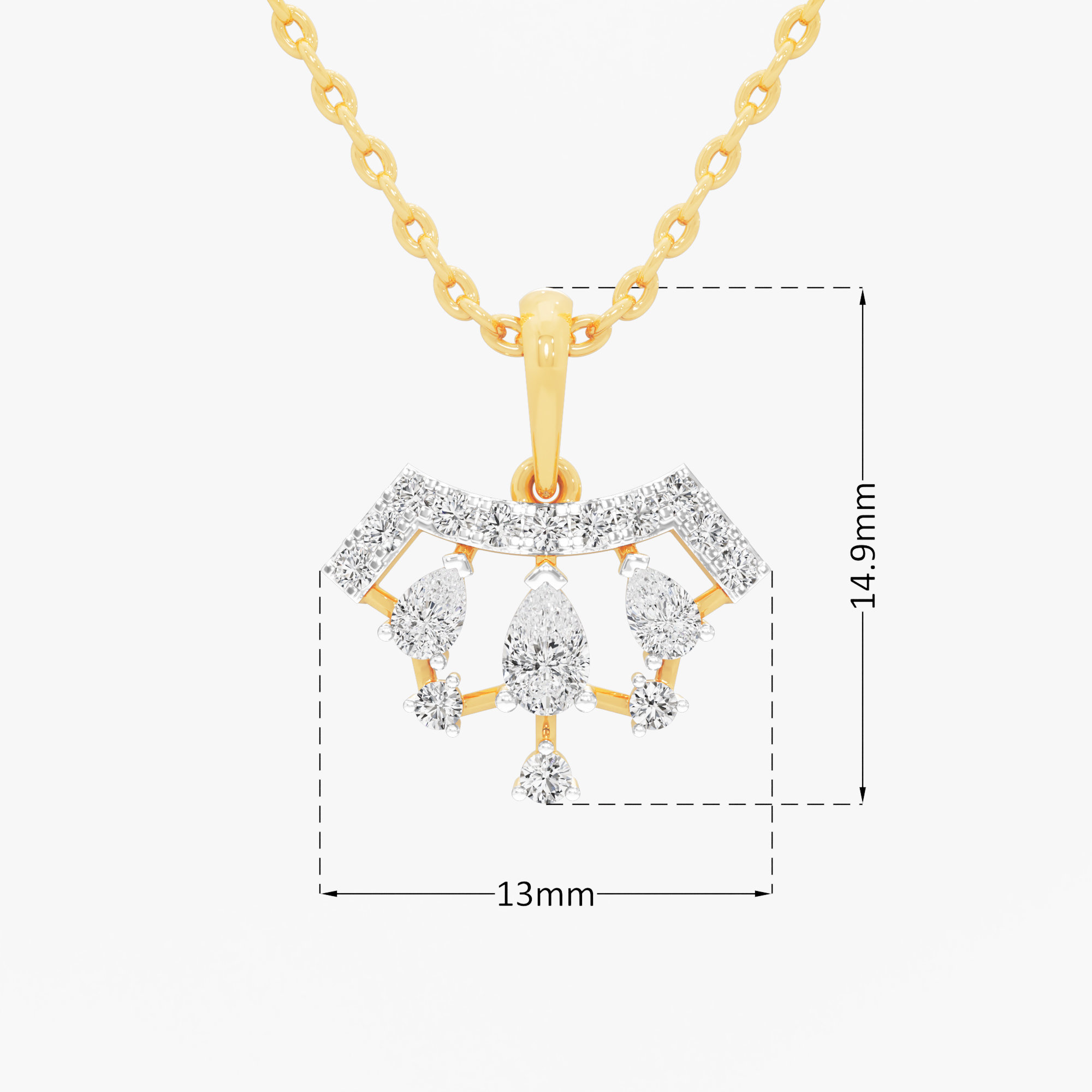 Celestial Cascade Diamond Pendant | Standalone Pendant in 9KT Yellow Gold (Diamond Quality: FG-VVS VS)