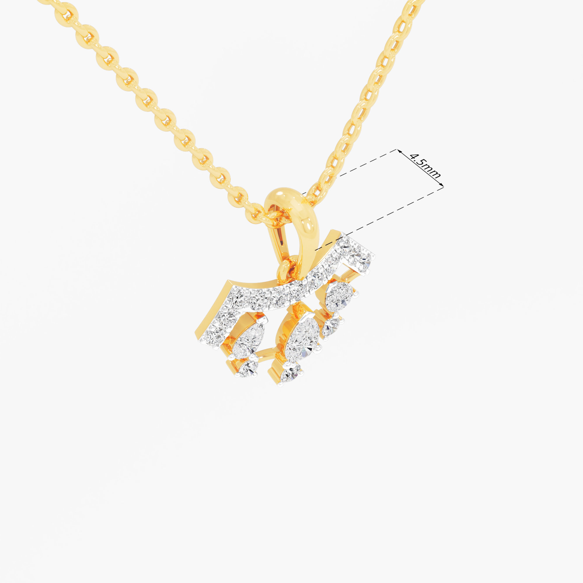 Celestial Cascade Diamond Pendant | Standalone Pendant in 9KT Yellow Gold (Diamond Quality: FG-VVS VS)