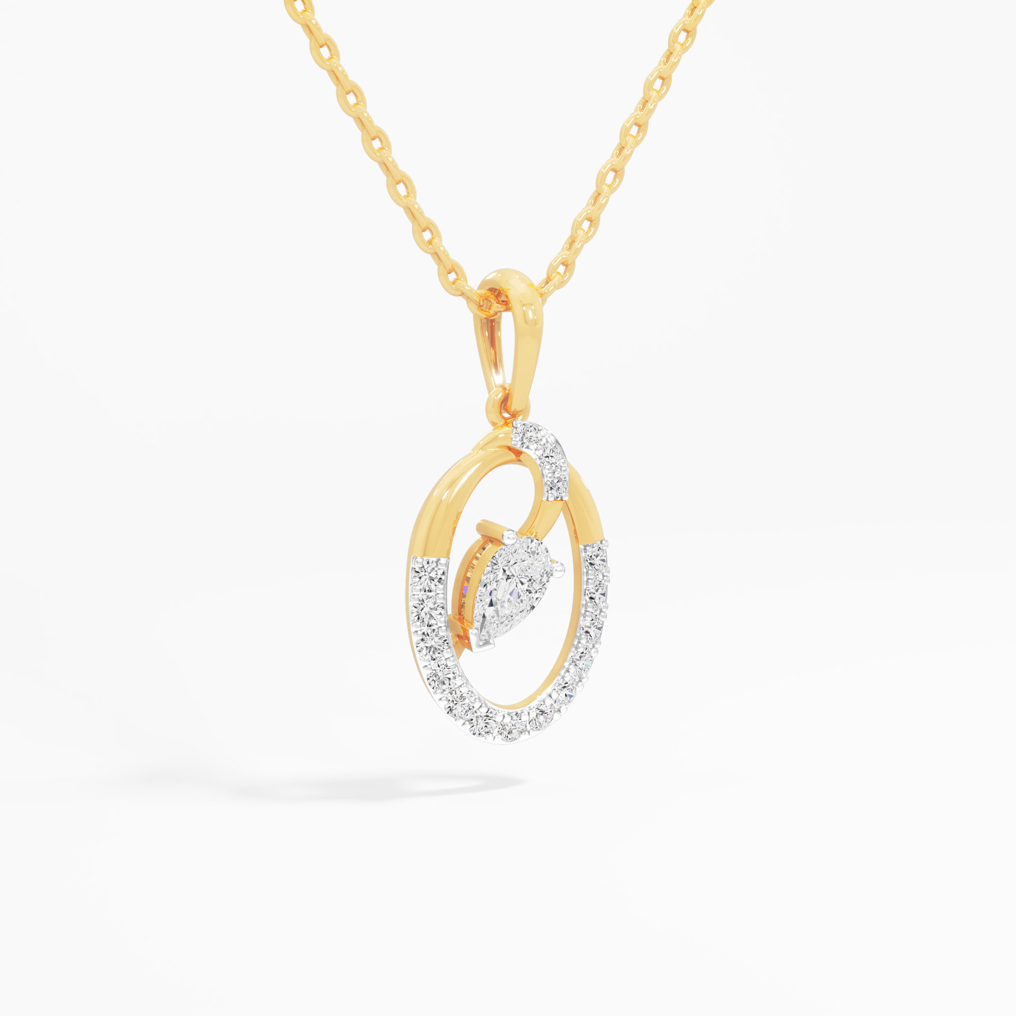 Pear Essence Diamond Pendant | Standalone Pendant in 9KT Yellow Gold (Diamond Quality: FG-VVS VS)