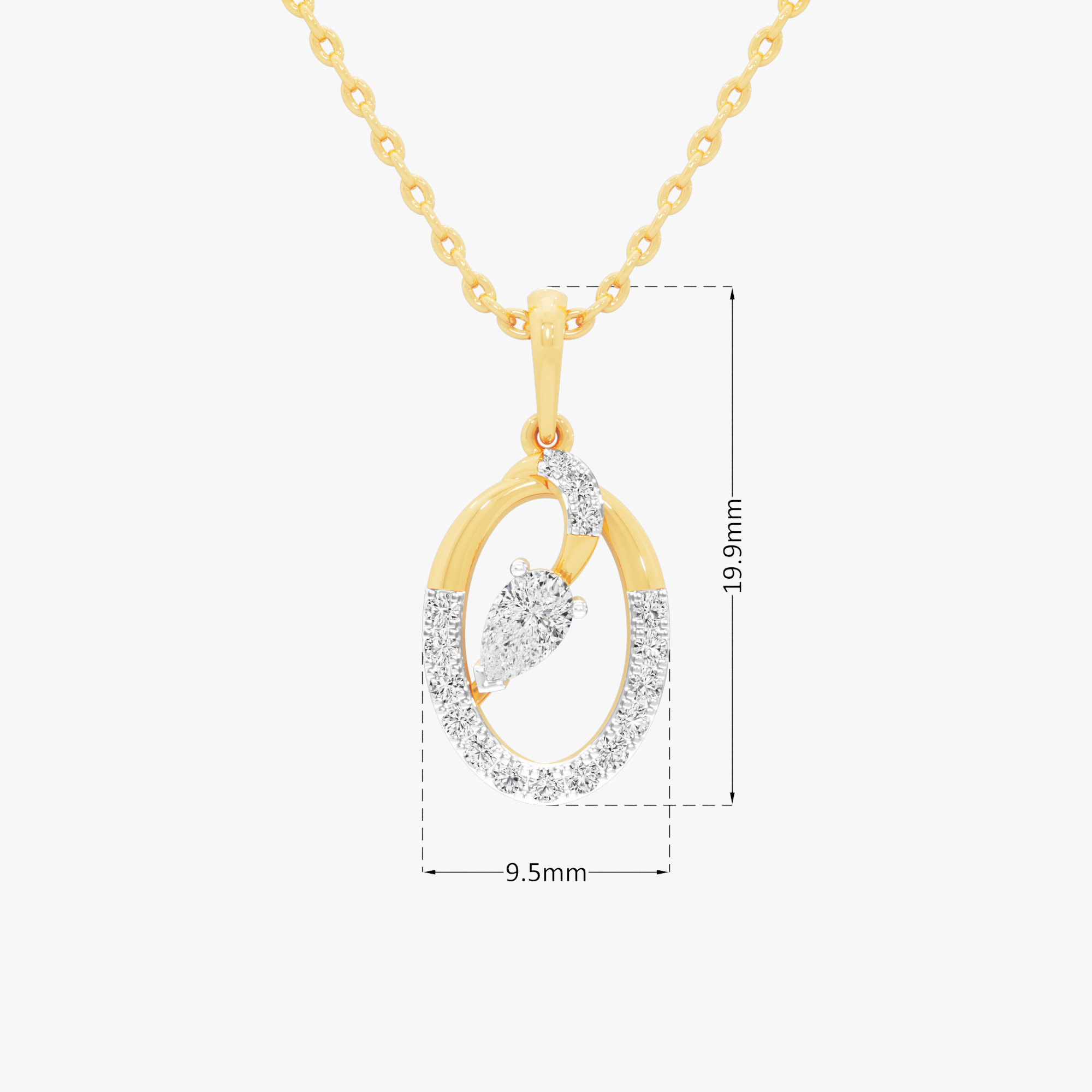 Pear Essence Diamond Pendant | Standalone Pendant in 9KT Yellow Gold (Diamond Quality: FG-VVS VS)