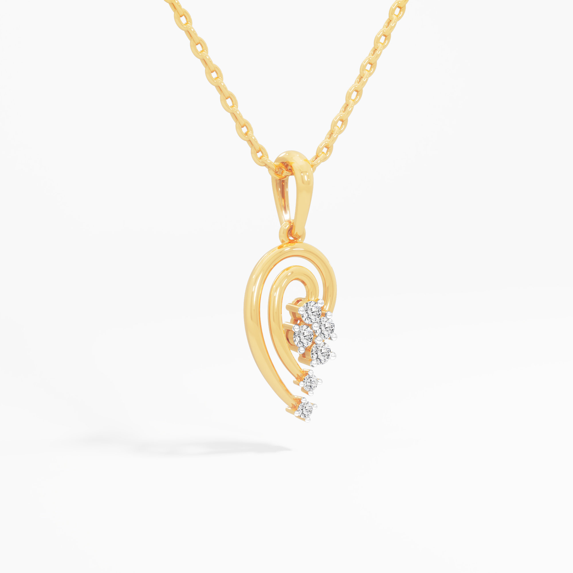 Whispering Swirl Charms Pendants | Pendant Only (Chain Sold Separately) in 9KT Yellow Gold (Diamond Quality: FG-VVS VS)