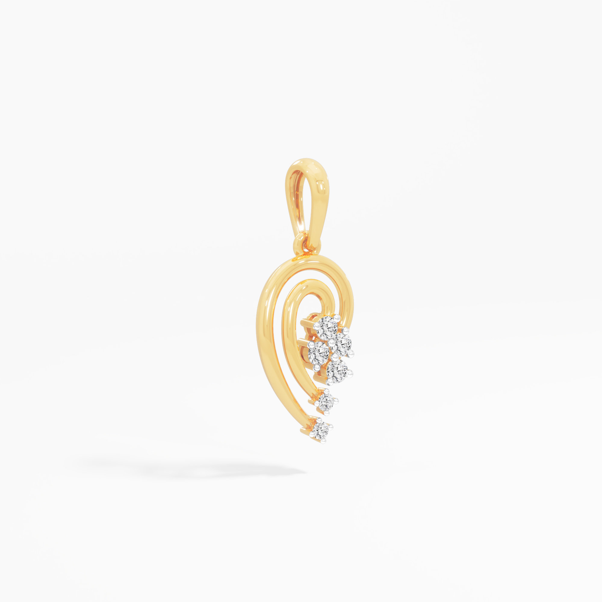 Whispering Swirl Charms Pendants | Pendant Only (Chain Sold Separately) in 9KT Yellow Gold (Diamond Quality: FG-VVS VS)