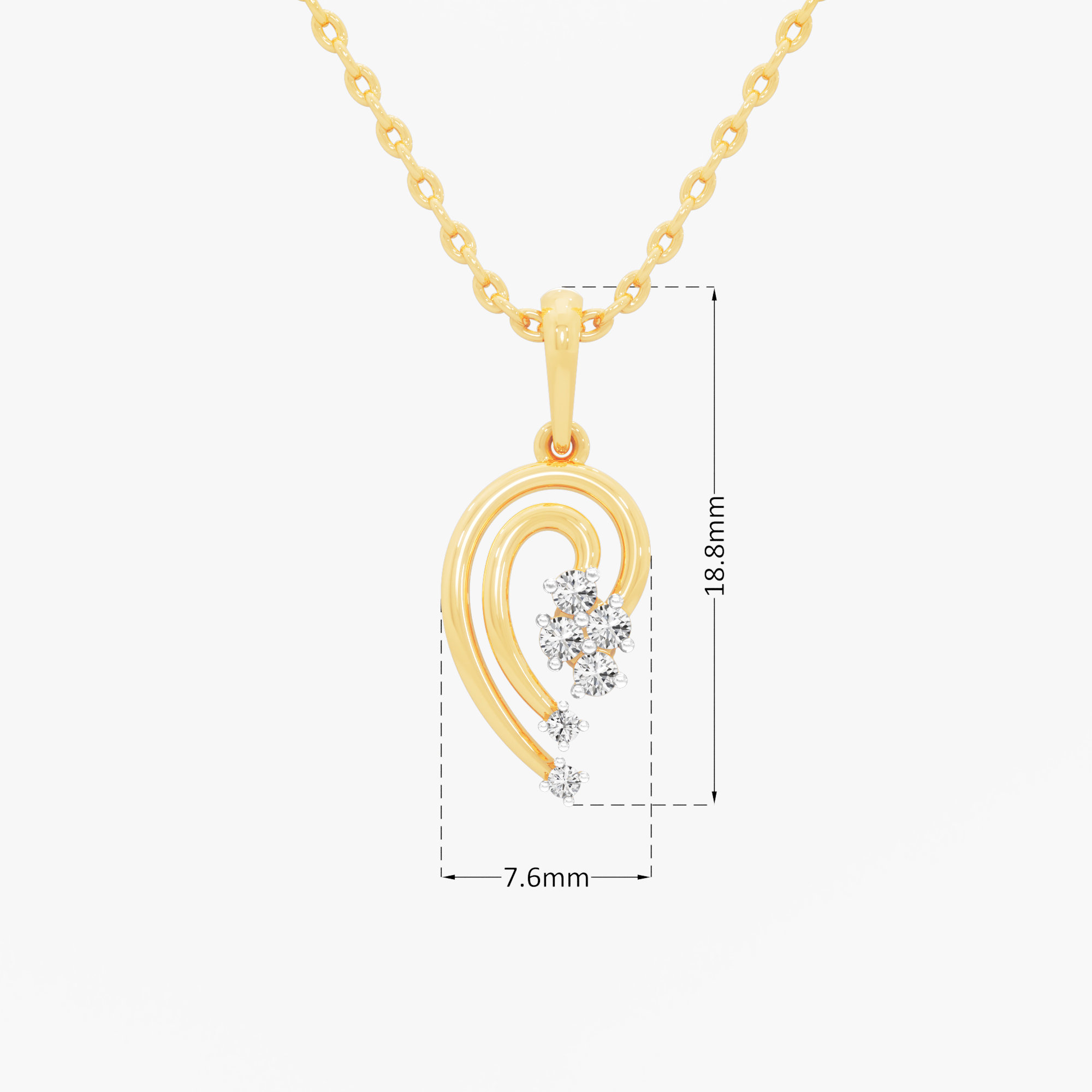 Whispering Swirl Charms Pendants | Pendant Only (Chain Sold Separately) in 9KT Yellow Gold (Diamond Quality: FG-VVS VS)