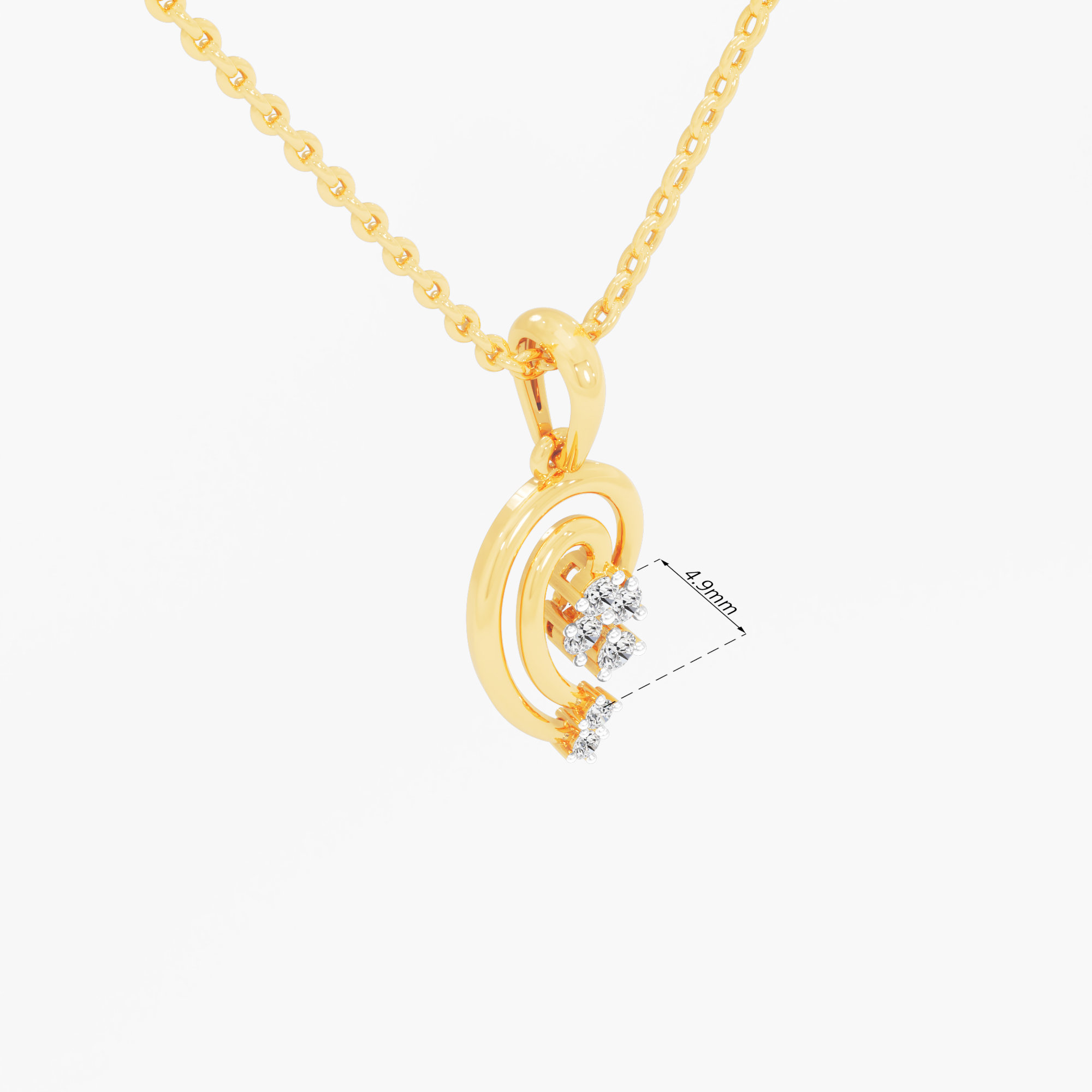 Whispering Swirl Charms Pendants | Pendant Only (Chain Sold Separately) in 9KT Yellow Gold (Diamond Quality: FG-VVS VS)