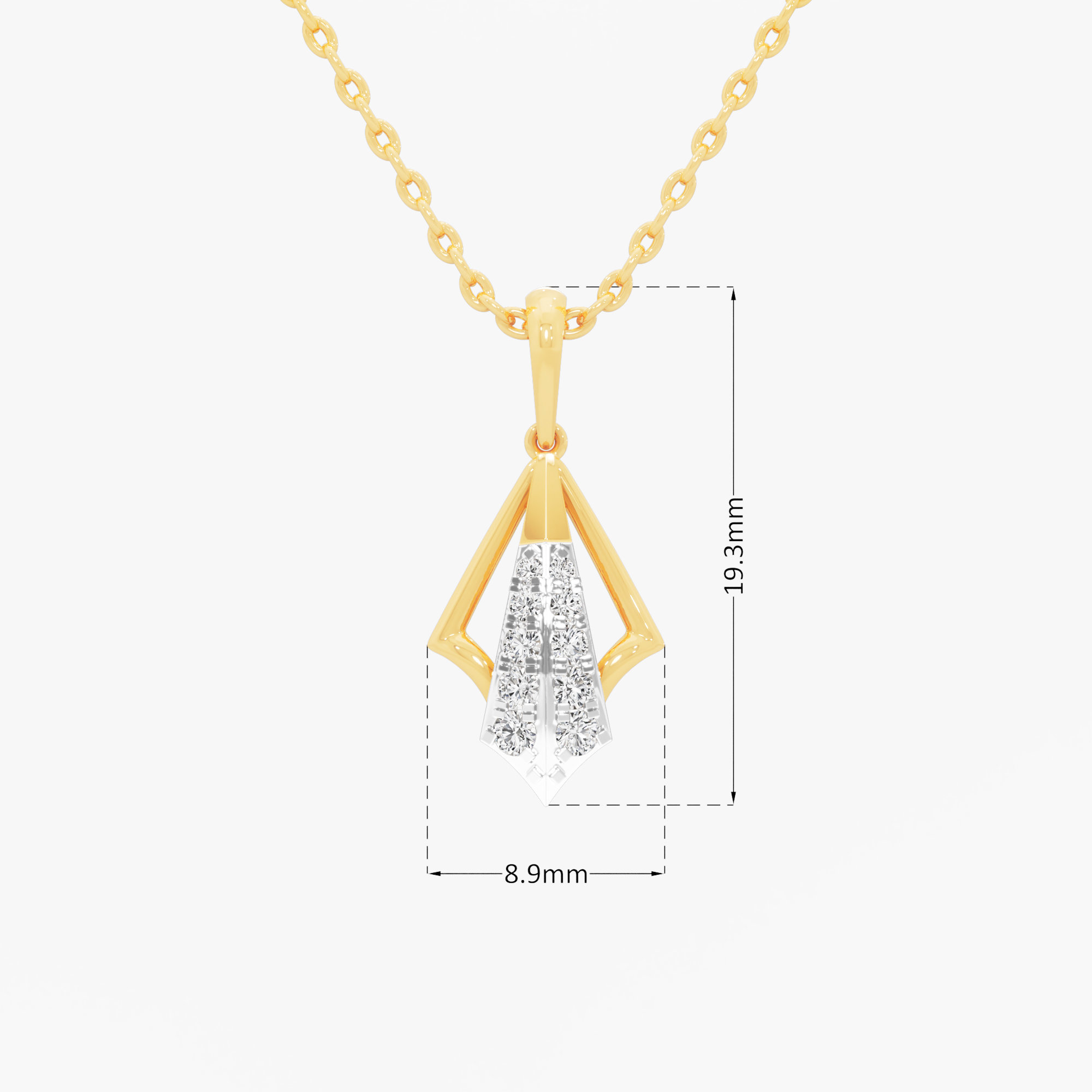 Luminous Dart Charms Pendants | Pendant Only (Chain Sold Separately) in 9KT Yellow Gold (Diamond Quality: FG-VVS VS)