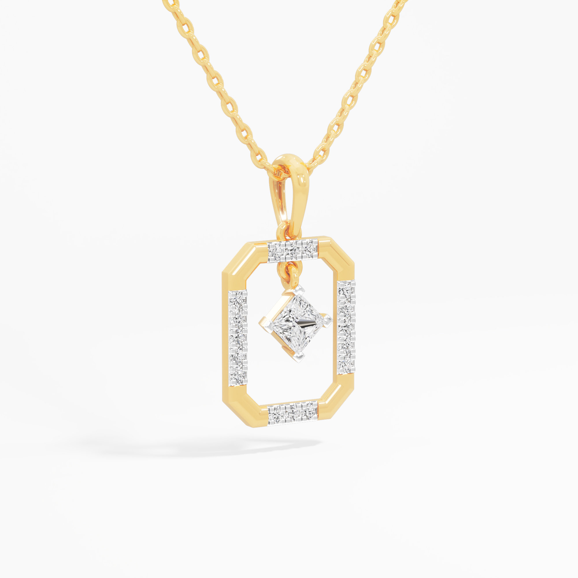 Framed Grace Diamond Pendant | Chain Available Separately in 9KT Yellow Gold (Diamond Quality: FG-VVS VS)