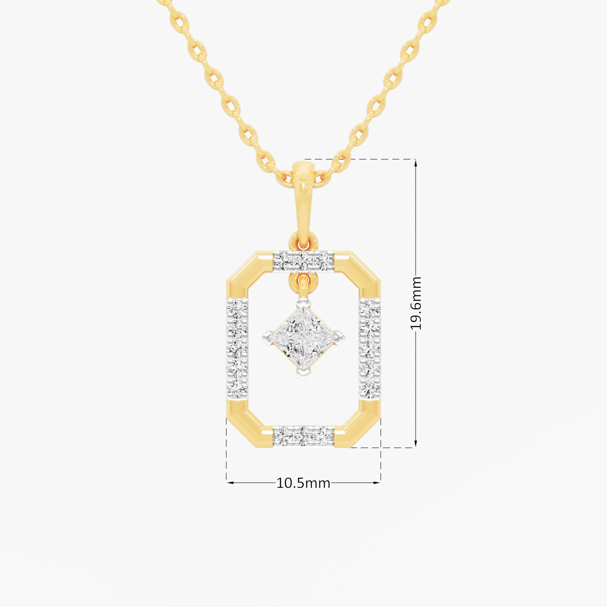 Framed Grace Diamond Pendant | Chain Available Separately in 9KT Yellow Gold (Diamond Quality: FG-VVS VS)