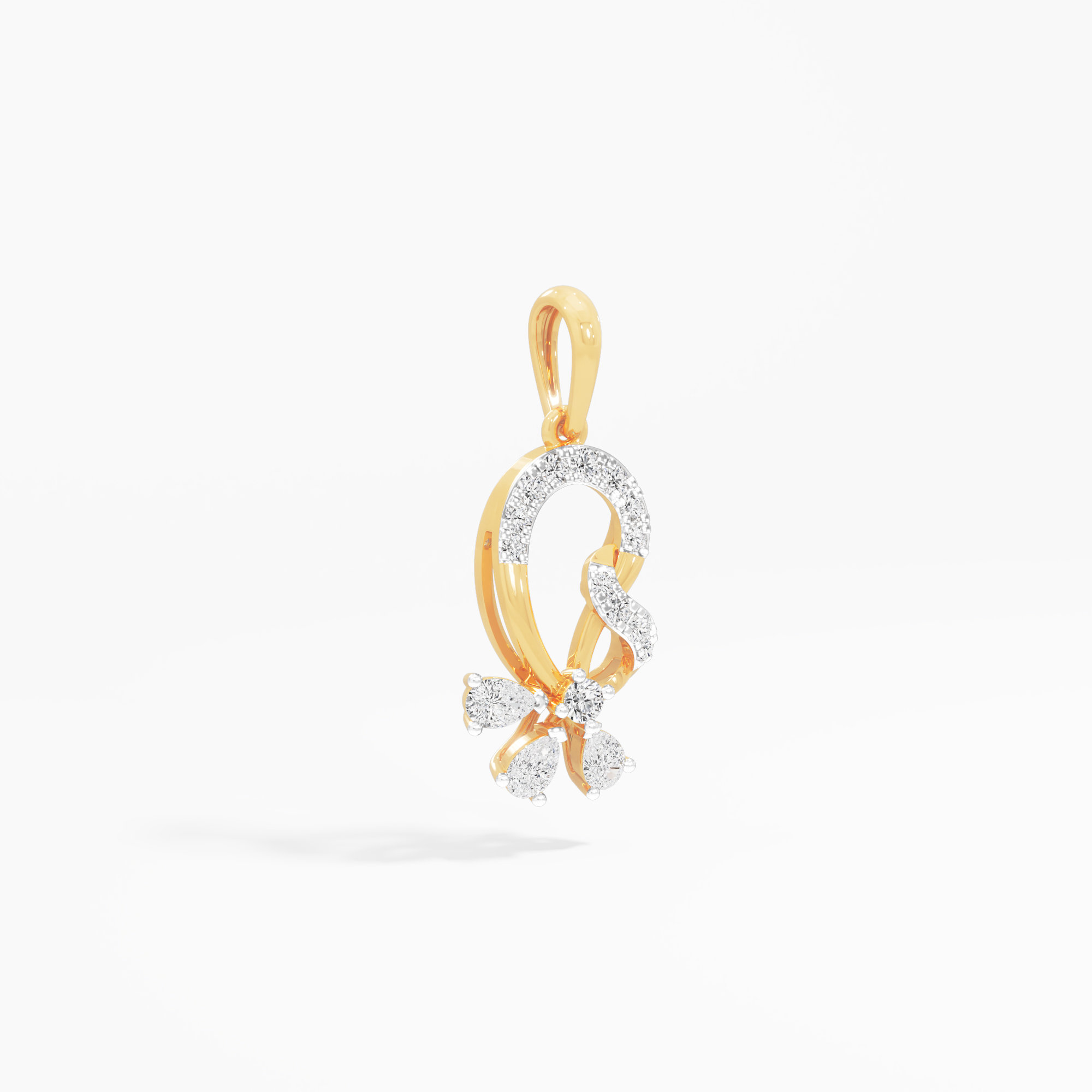 Scroll Bloom Diamond Pendant | Chain Available Separately in 9KT Yellow Gold (Diamond Quality: FG-VVS VS)