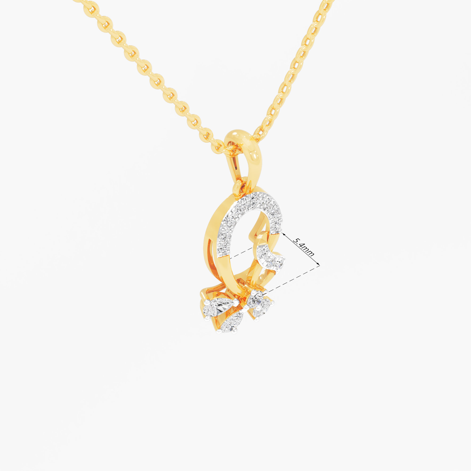 Scroll Bloom Diamond Pendant | Chain Available Separately in 9KT Yellow Gold (Diamond Quality: FG-VVS VS)