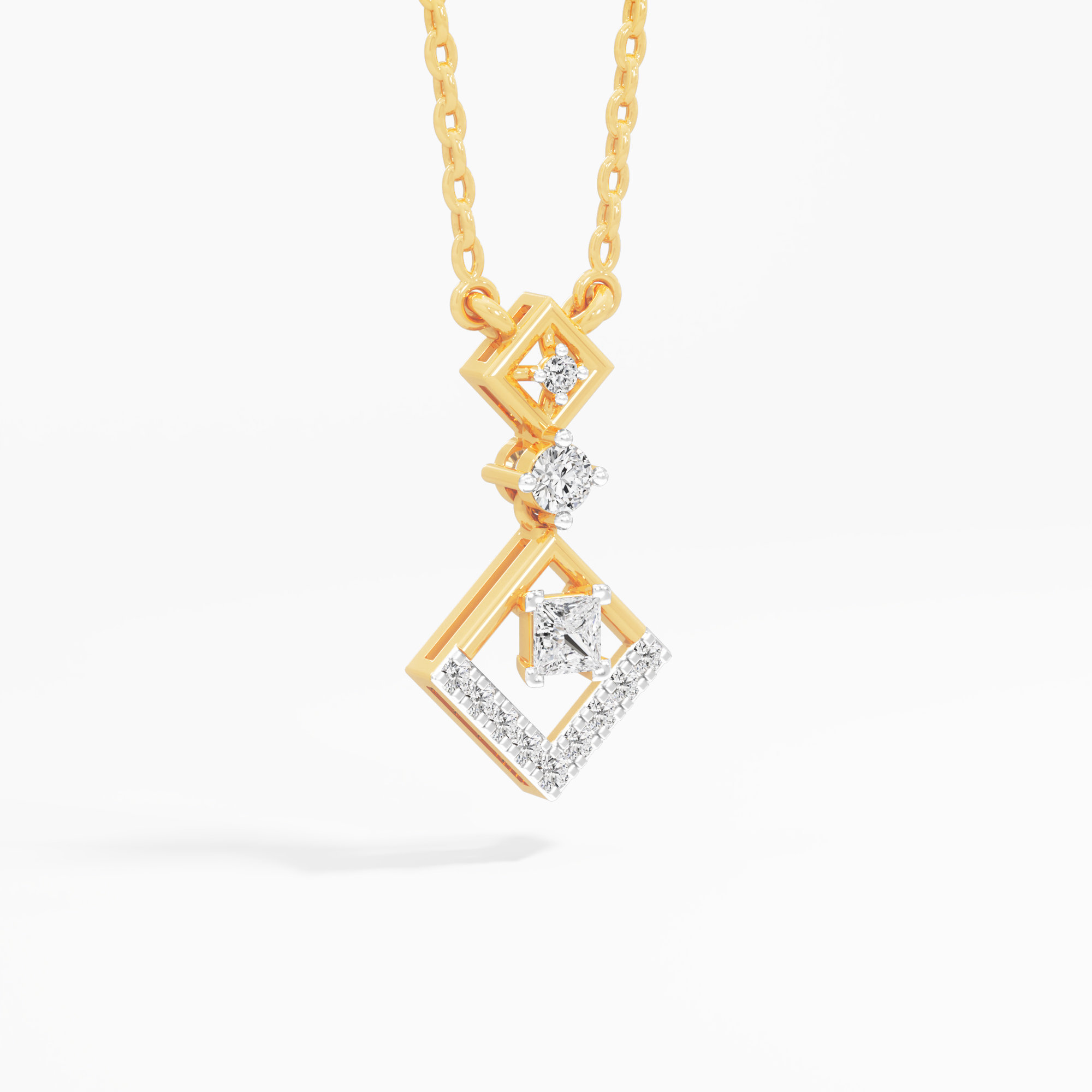 Double Descent Diamond Pendant | Chain Available Separately in 9KT Yellow Gold (Diamond Quality: FG-VVS VS)