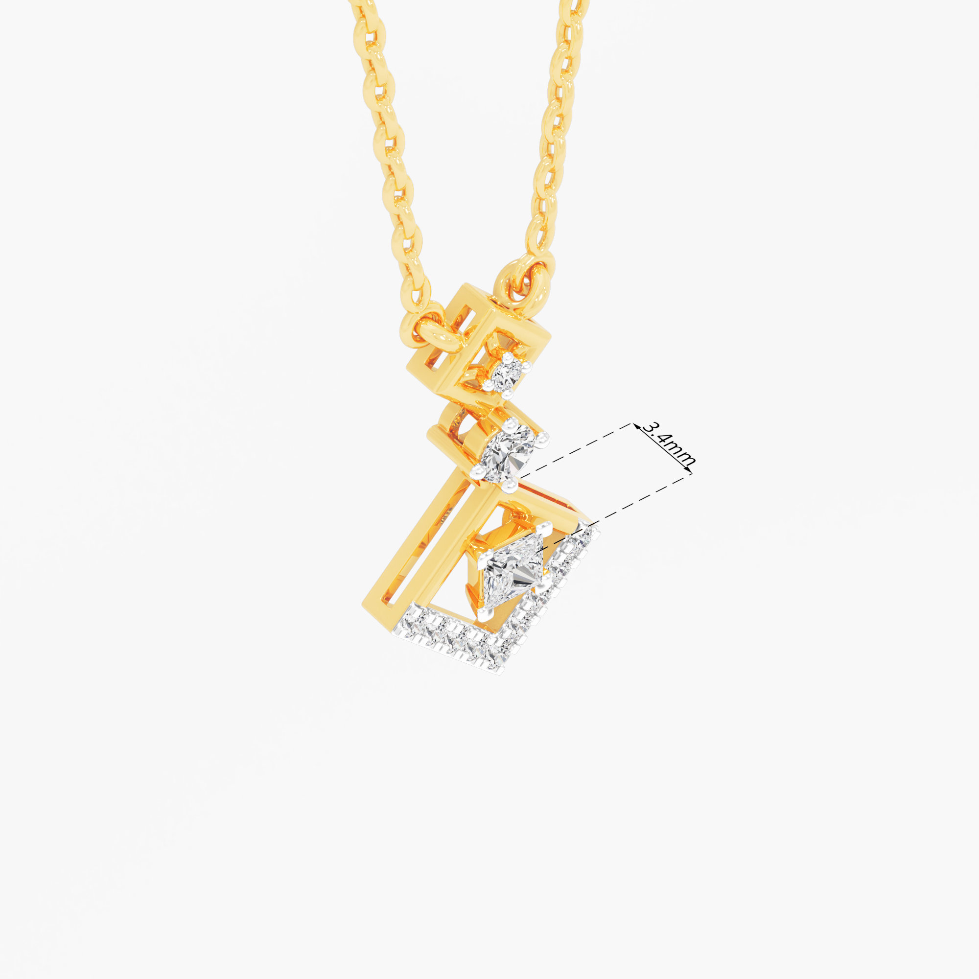 Double Descent Diamond Pendant | Chain Available Separately in 9KT Yellow Gold (Diamond Quality: FG-VVS VS)