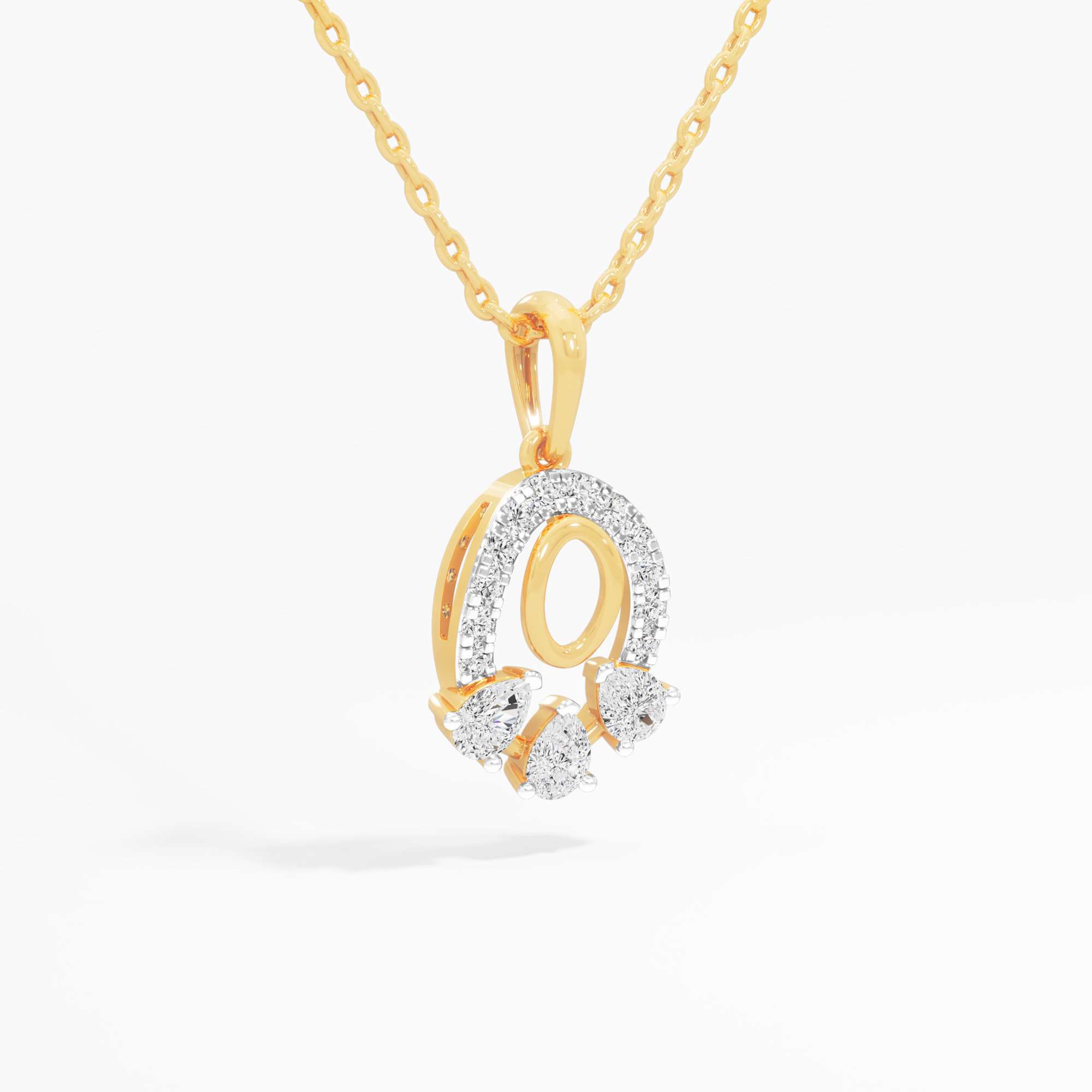 Lunar Cascade Diamond Pendant | Standalone Pendant in 9KT Yellow Gold (Diamond Quality: FG-VVS VS)