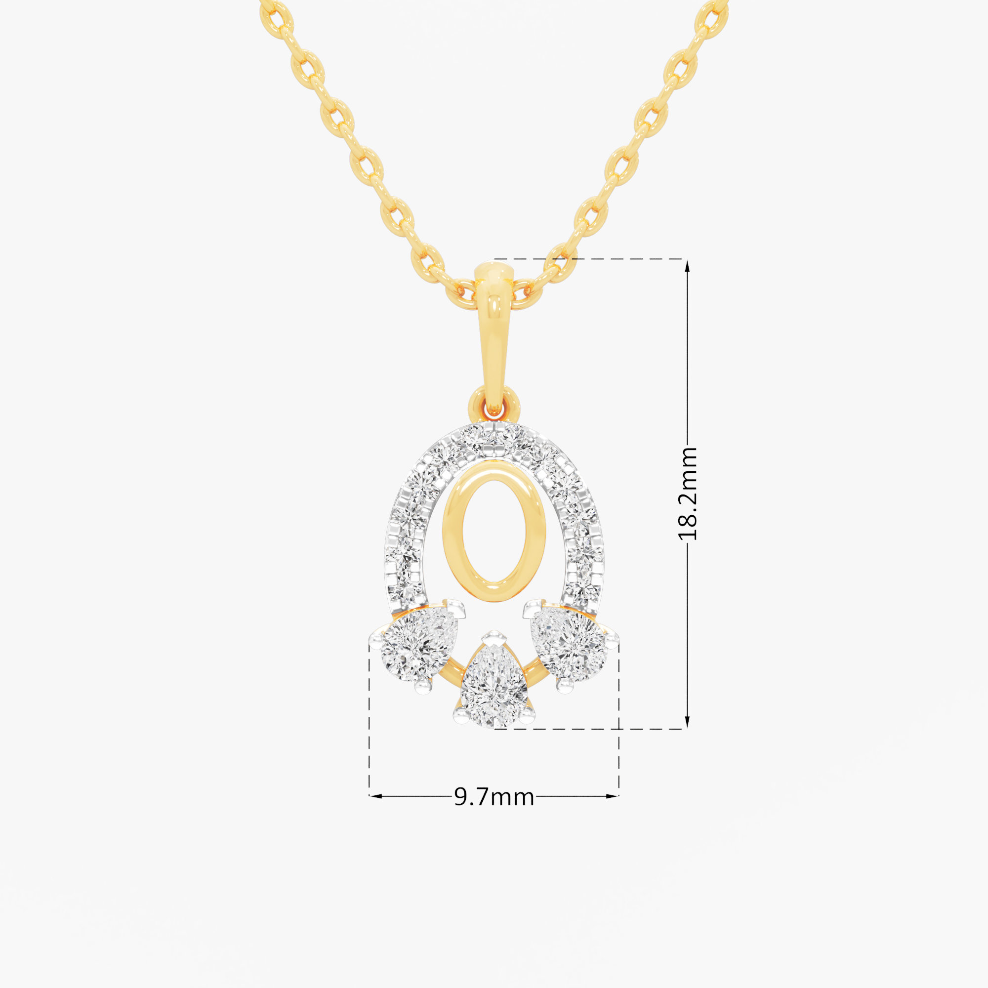 Lunar Cascade Diamond Pendant | Standalone Pendant in 9KT Yellow Gold (Diamond Quality: FG-VVS VS)