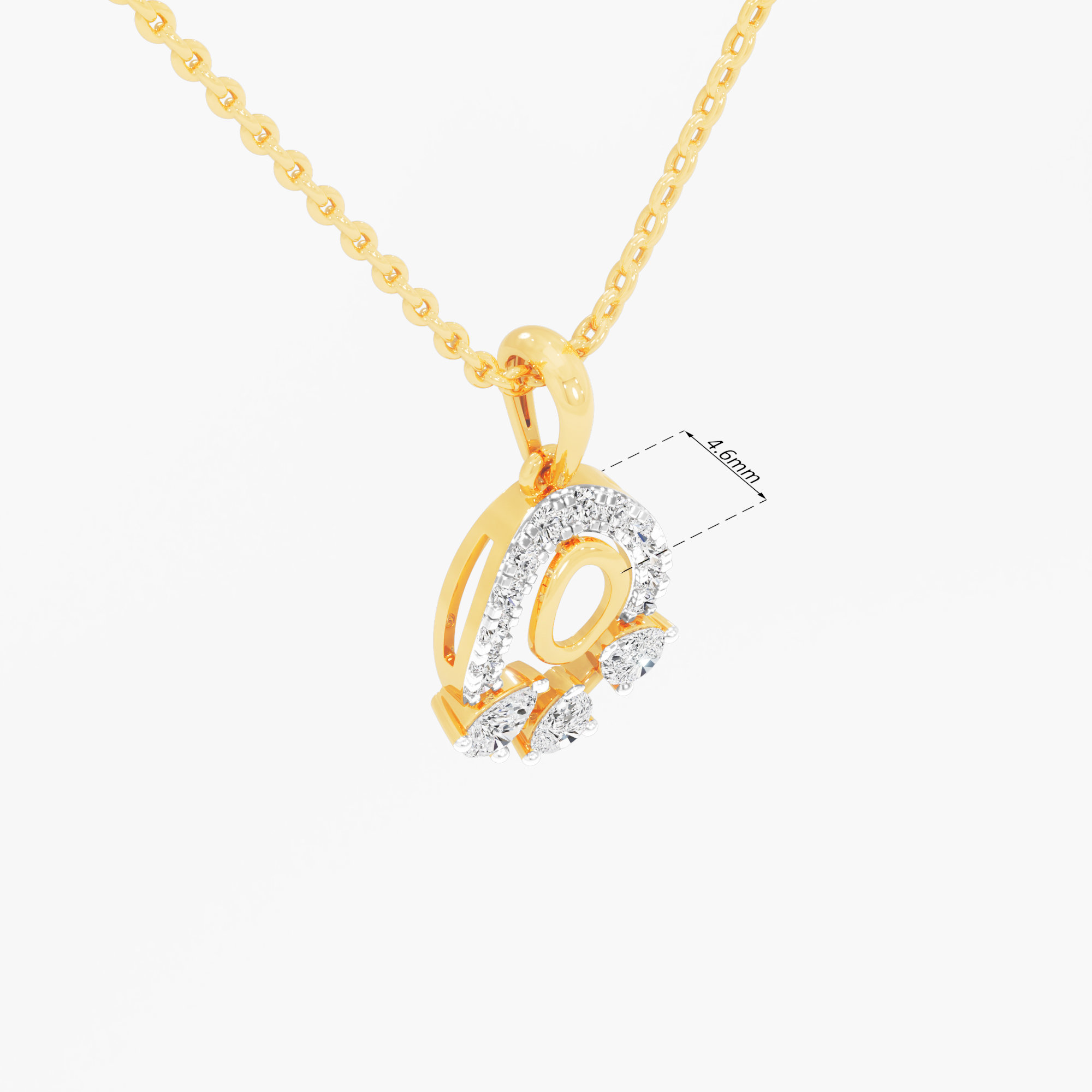 Lunar Cascade Diamond Pendant | Standalone Pendant in 9KT Yellow Gold (Diamond Quality: FG-VVS VS)