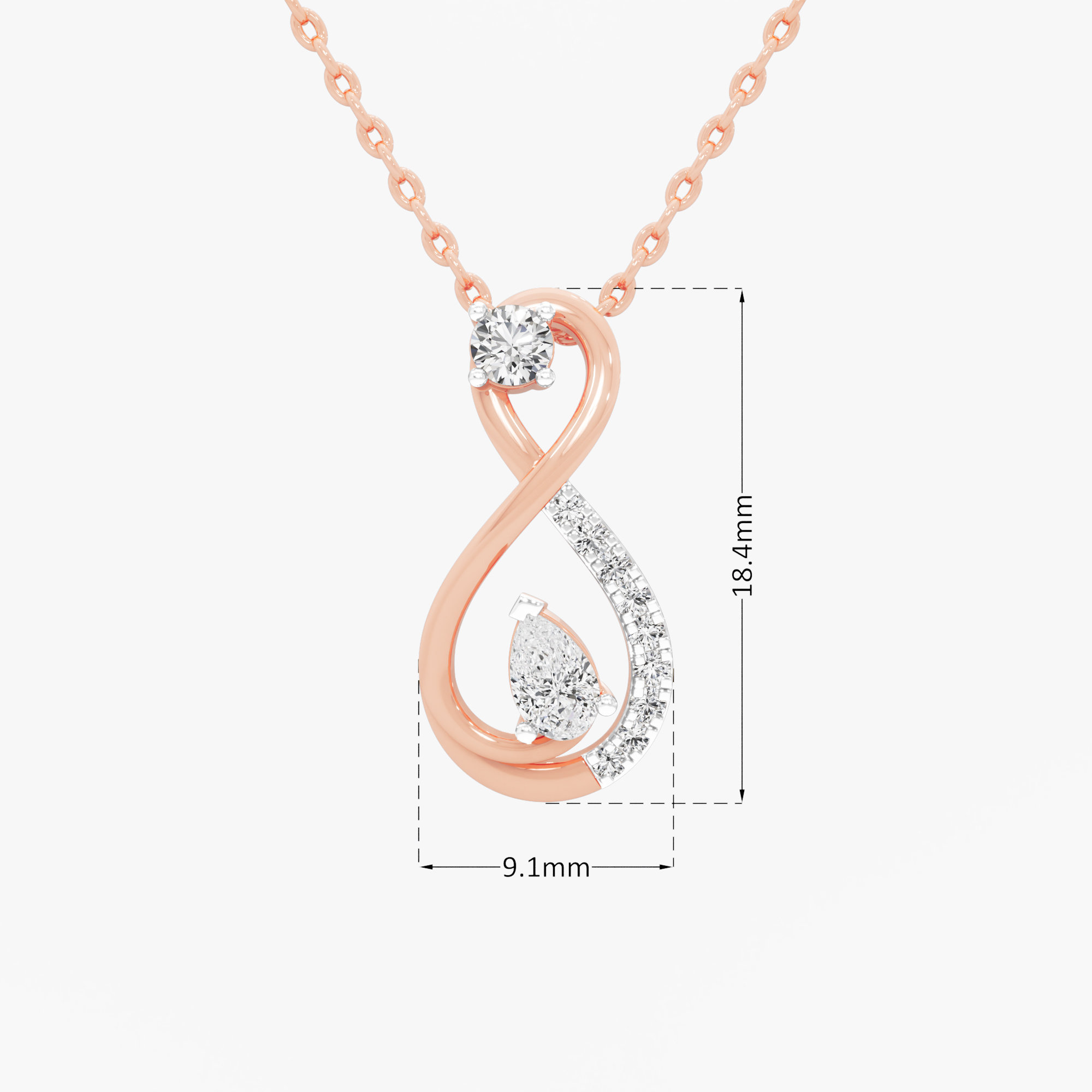 Eternal Radiance Diamond Pendant in 9KT Rose Gold (Diamond Quality: FG-VVS VS)