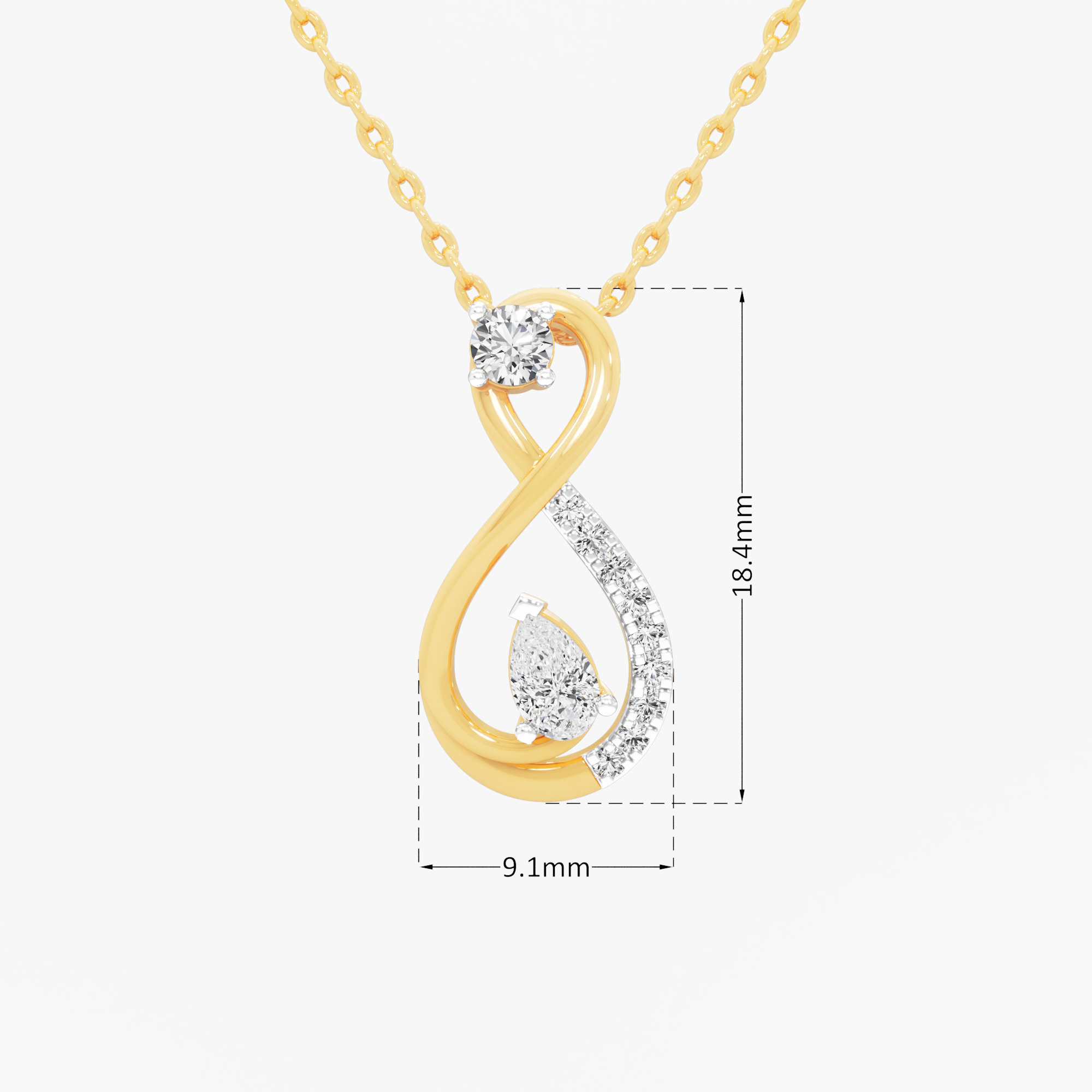 Eternal Radiance Diamond Pendant in 9KT Yellow Gold (Diamond Quality: EF-VVS)