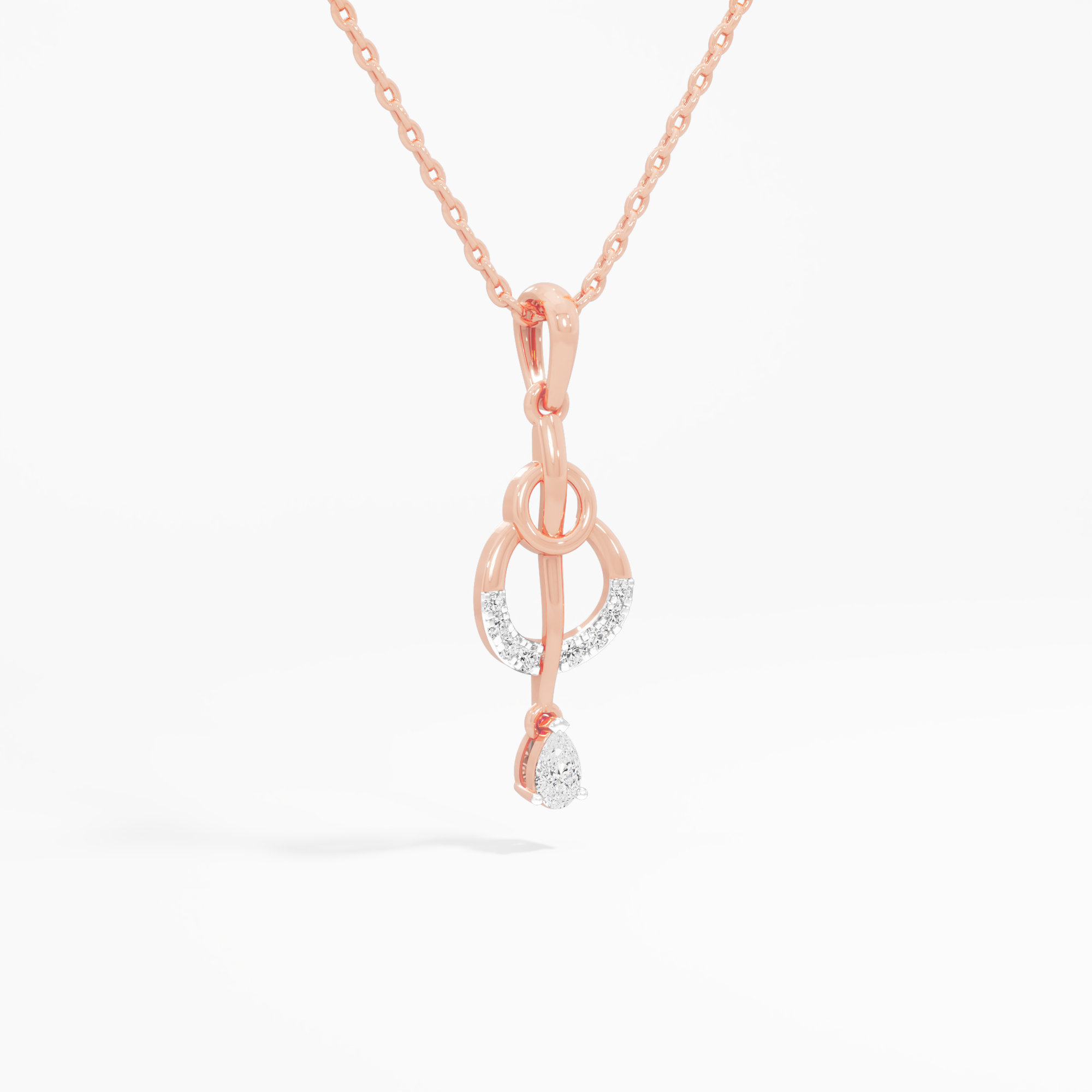 Melody Loop Drops Diamond Pendant in 9KT Rose Gold (Diamond Quality: FG-VVS VS)