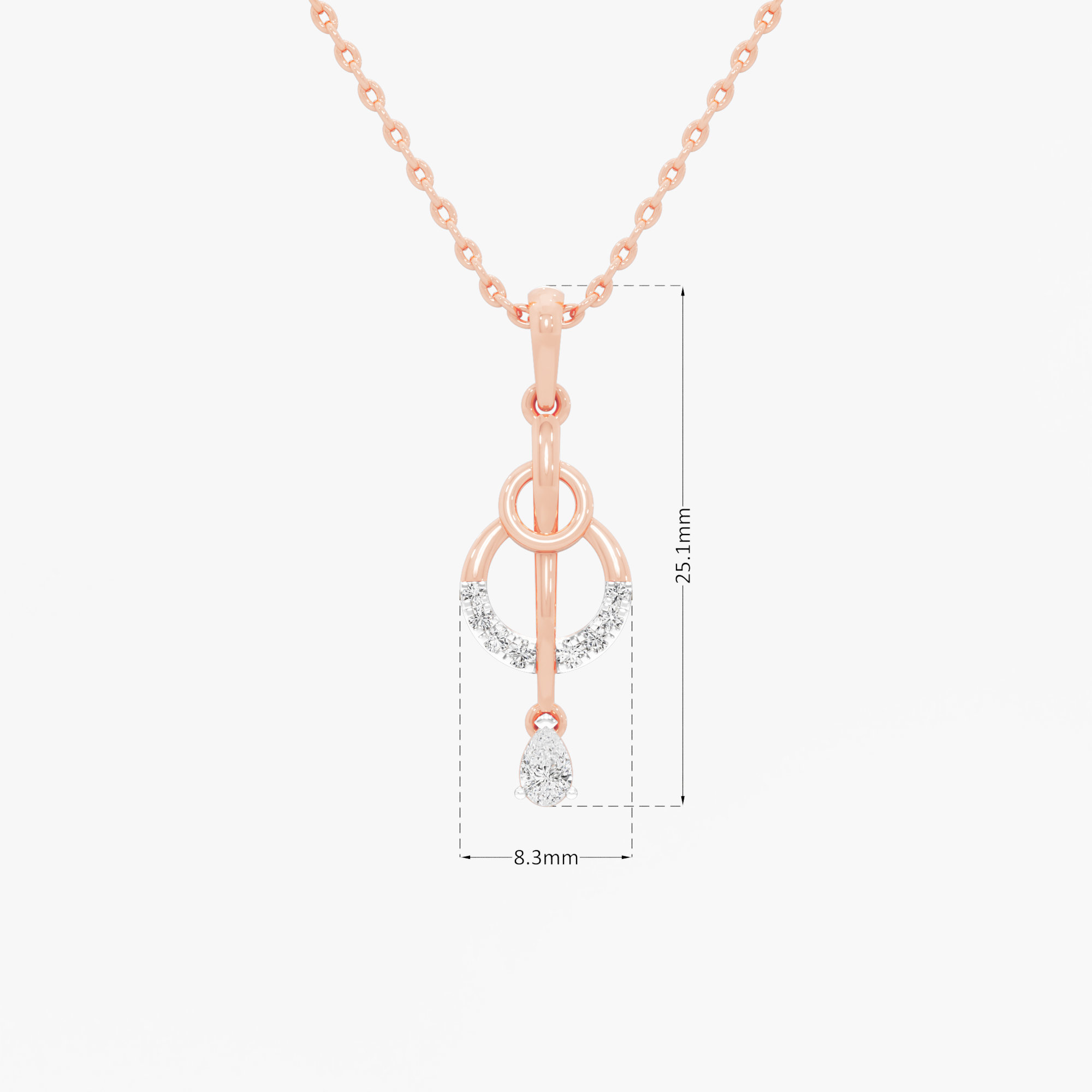 Melody Loop Drops Diamond Pendant in 9KT Rose Gold (Diamond Quality: FG-VVS VS)