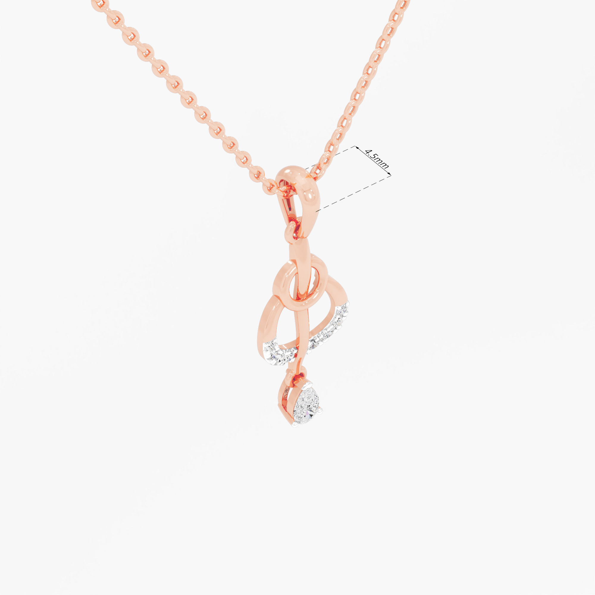 Melody Loop Drops Diamond Pendant in 9KT Rose Gold (Diamond Quality: FG-VVS VS)