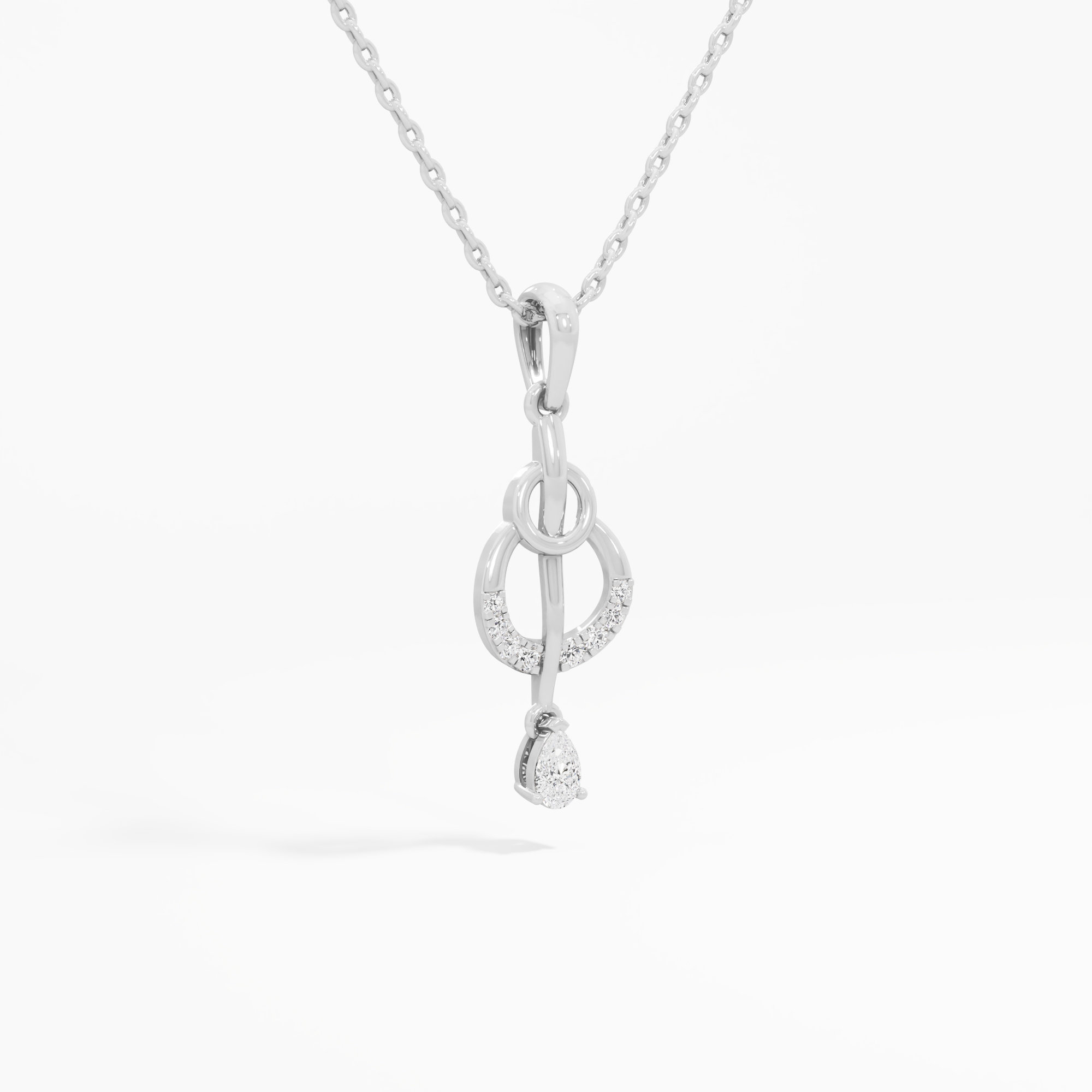 Melody Loop Drops Diamond Pendant in 9KT White Gold (Diamond Quality: FG-VVS VS)