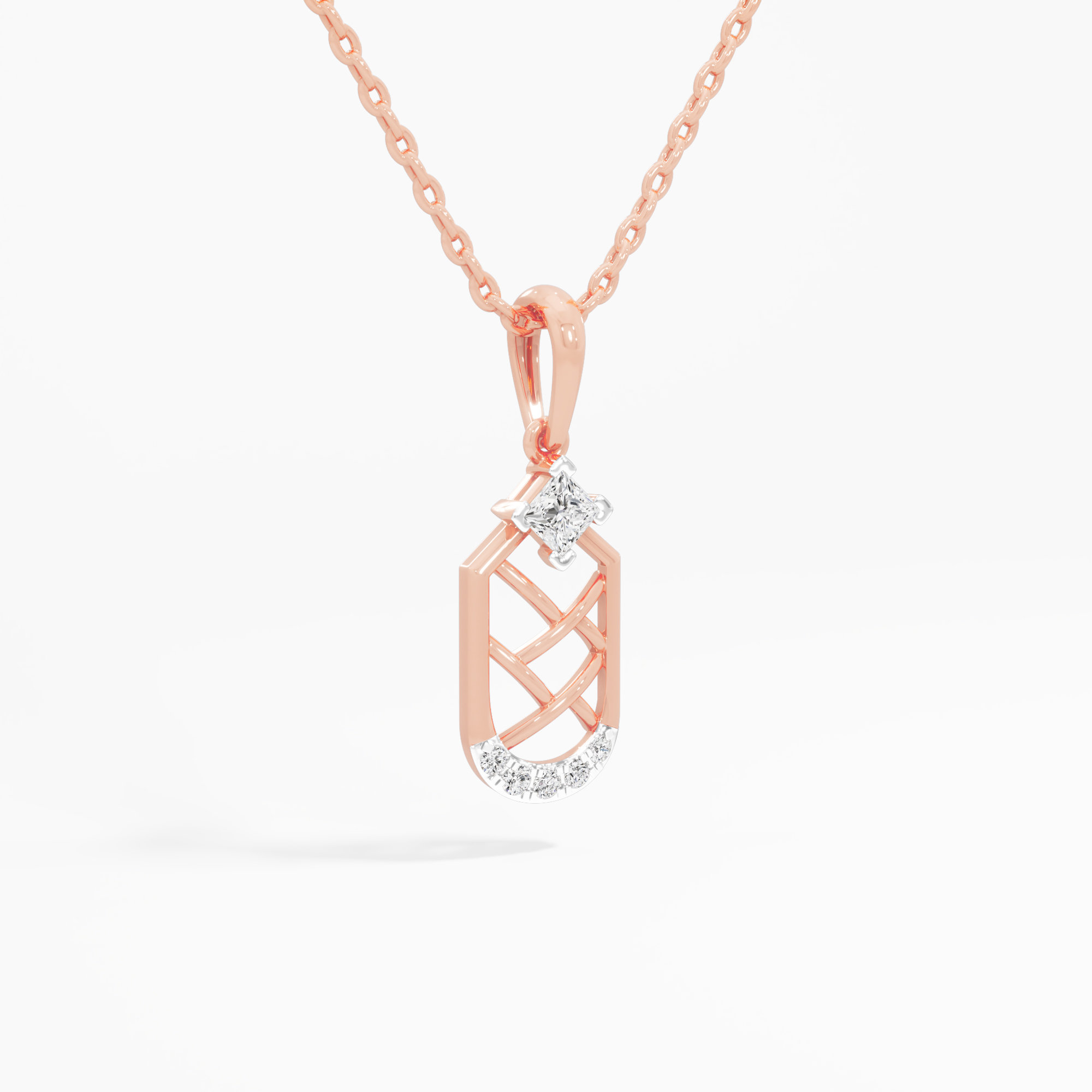 Interlaced Sparkle Charms Pendants | Individual Pendant in 9KT Rose Gold (Diamond Quality: FG-VVS VS)