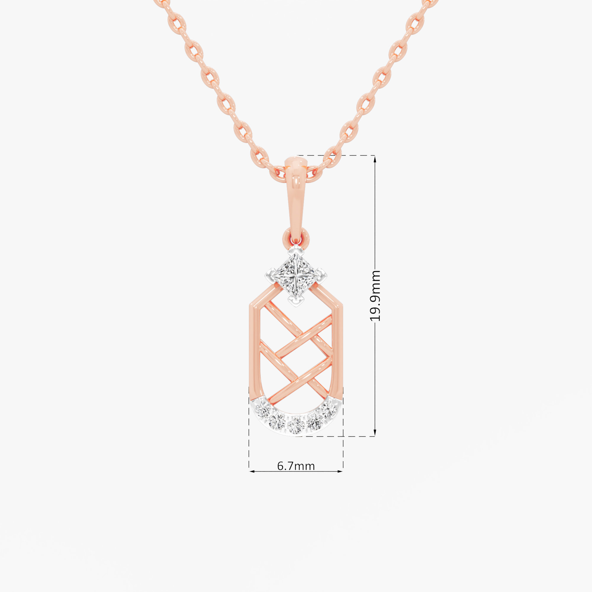 Interlaced Sparkle Charms Pendants | Individual Pendant in 9KT Rose Gold (Diamond Quality: FG-VVS VS)