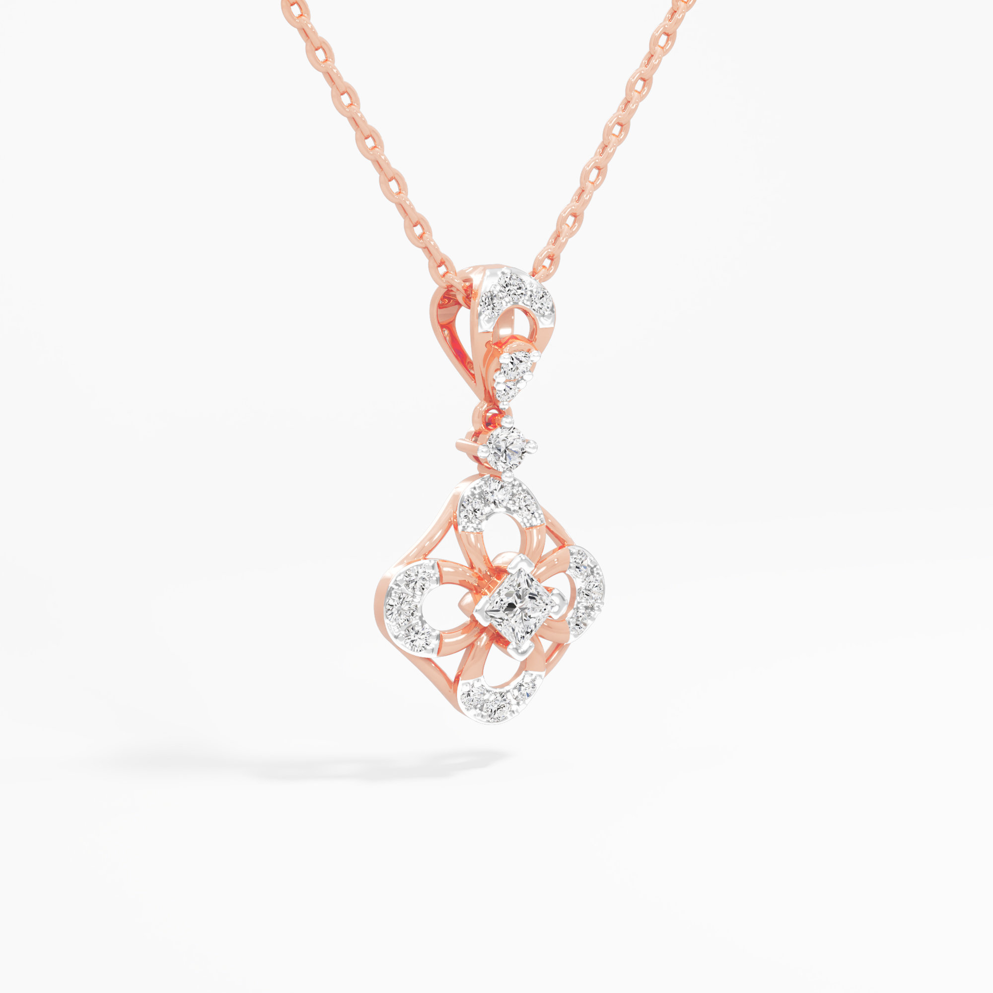 Gilded Bloom Drop Drops Pendants | Individual Pendant in 9KT Rose Gold (Diamond Quality: FG-VVS VS)