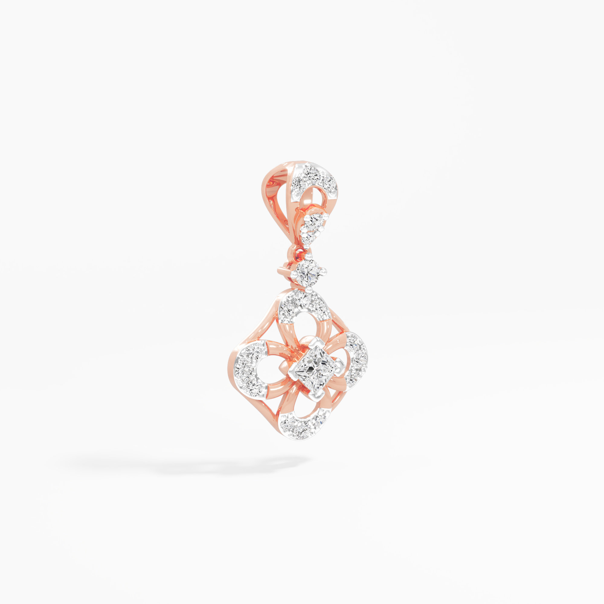 Gilded Bloom Drop Drops Pendants | Individual Pendant in 9KT Rose Gold (Diamond Quality: FG-VVS VS)