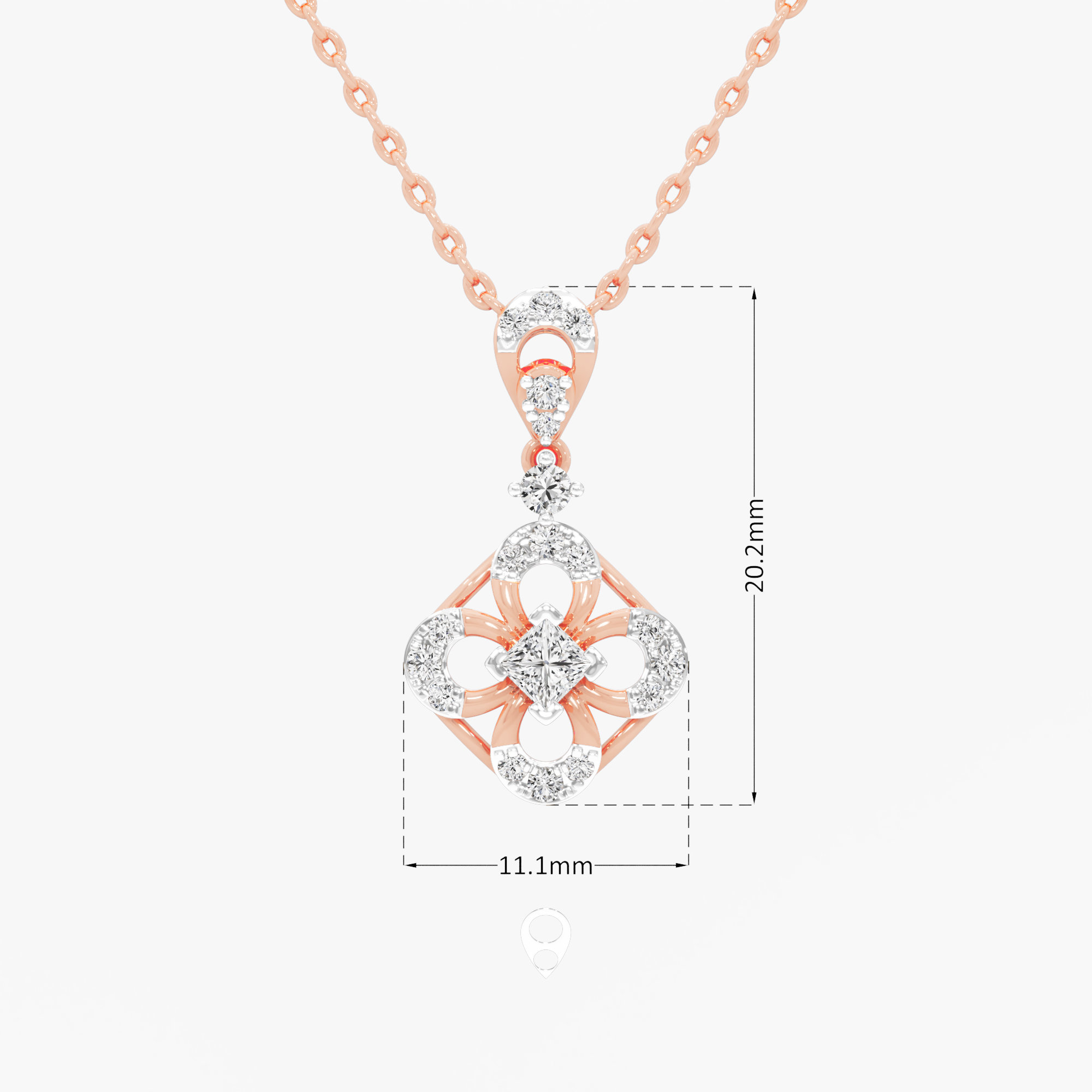 Gilded Bloom Drop Drops Pendants | Individual Pendant in 9KT Rose Gold (Diamond Quality: FG-VVS VS)