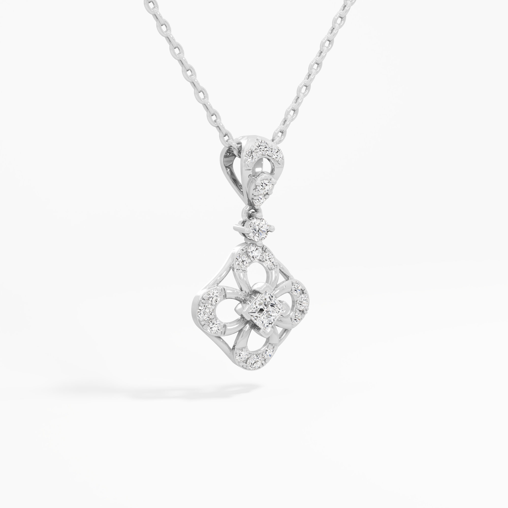 Gilded Bloom Drop Drops Pendants | Standalone Pendant in 9KT White Gold (Diamond Quality: FG-VVS VS)