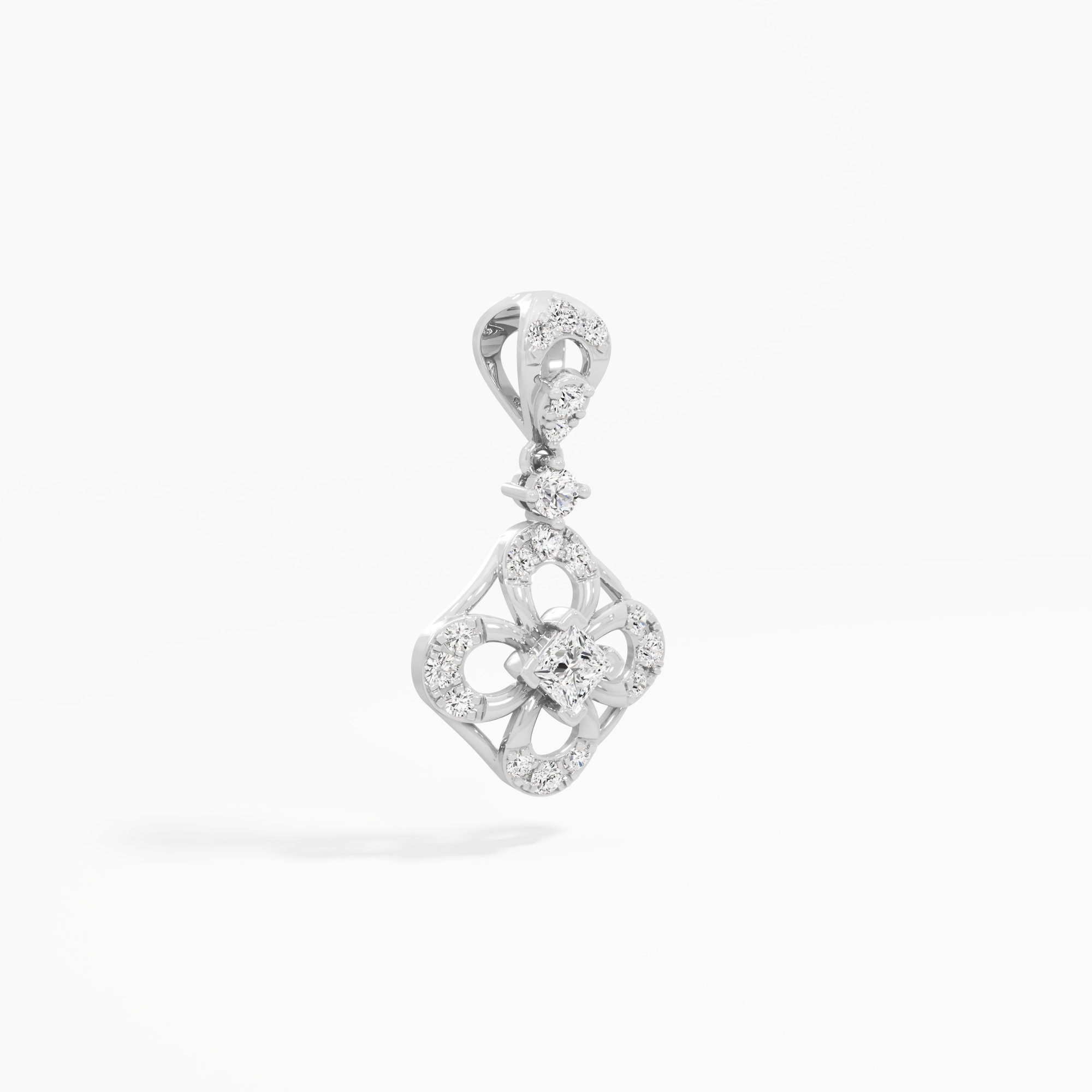Gilded Bloom Drop Drops Pendants | Standalone Pendant in 9KT White Gold (Diamond Quality: FG-VVS VS)