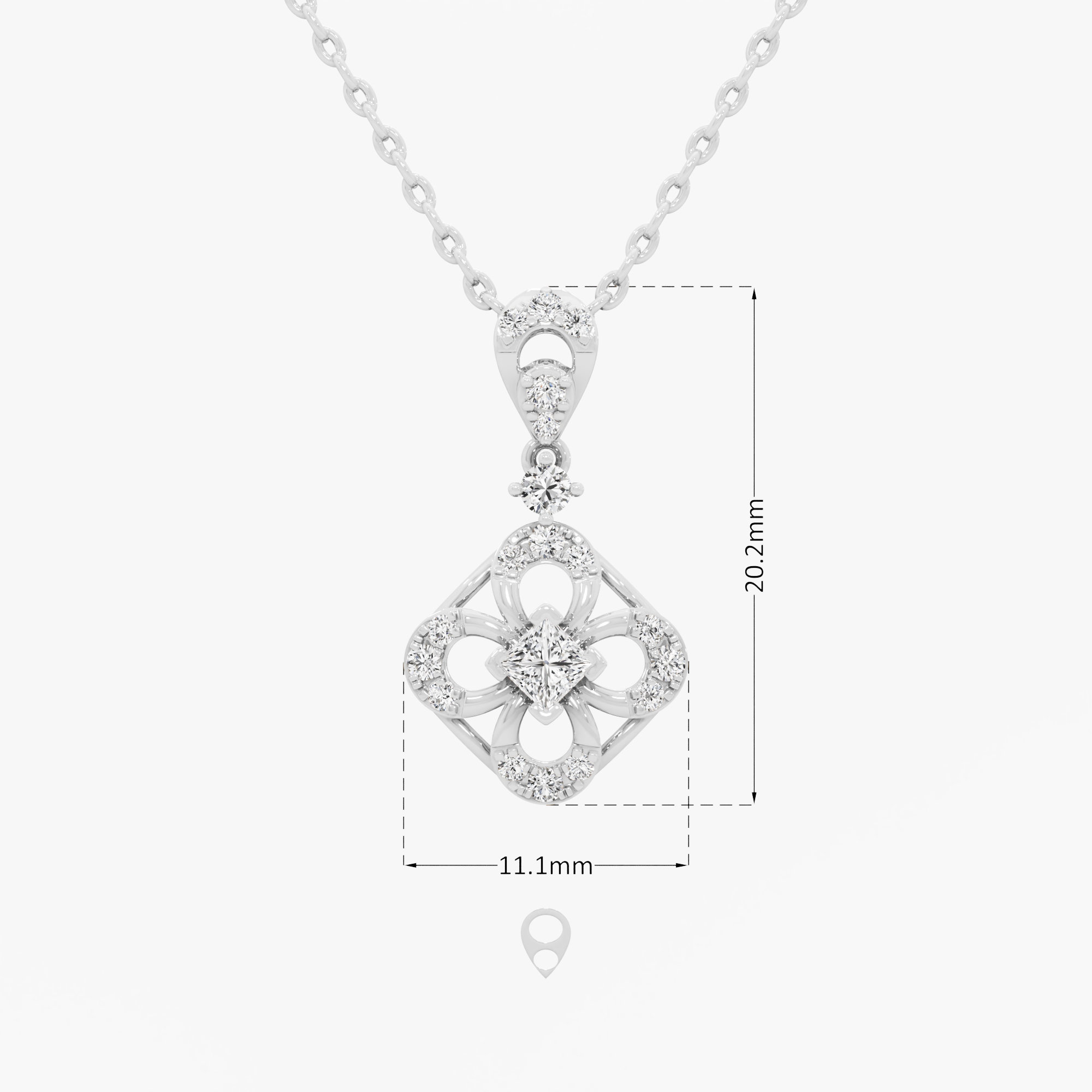 Gilded Bloom Drop Drops Pendants | Standalone Pendant in 9KT White Gold (Diamond Quality: FG-VVS VS)