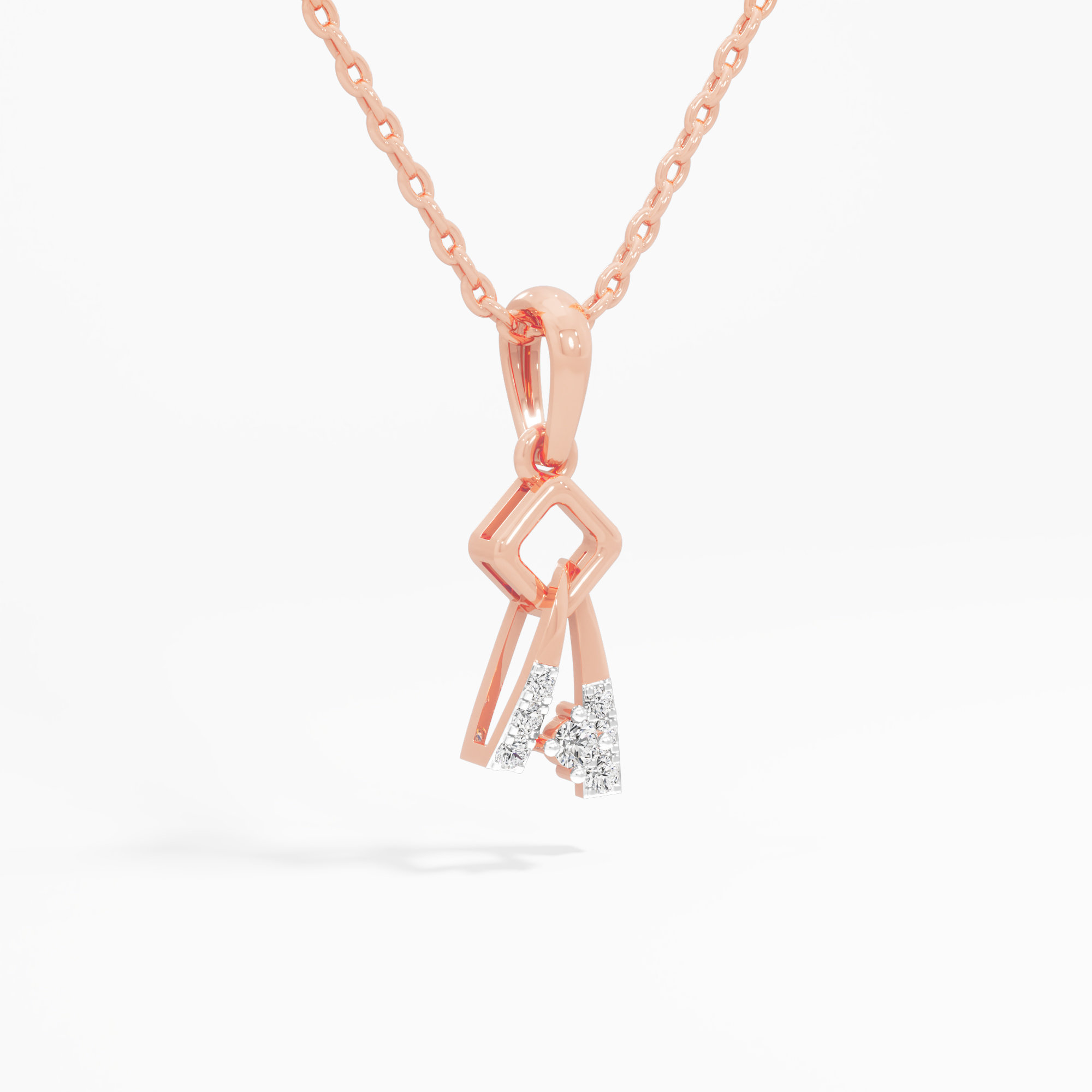 Twisted Glimmer Drops Pendants | Chain Available Separately in 9KT Rose Gold (Diamond Quality: FG-VVS VS)