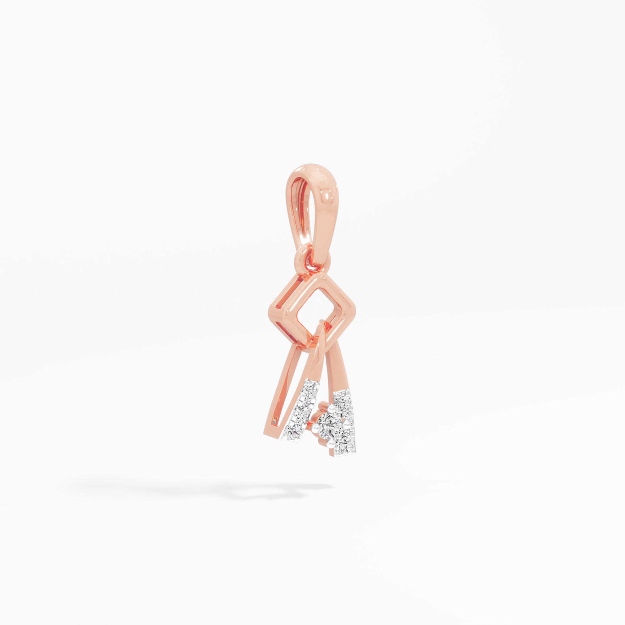 Twisted Glimmer Drops Pendants | Chain Available Separately in 9KT Rose Gold (Diamond Quality: FG-VVS VS)